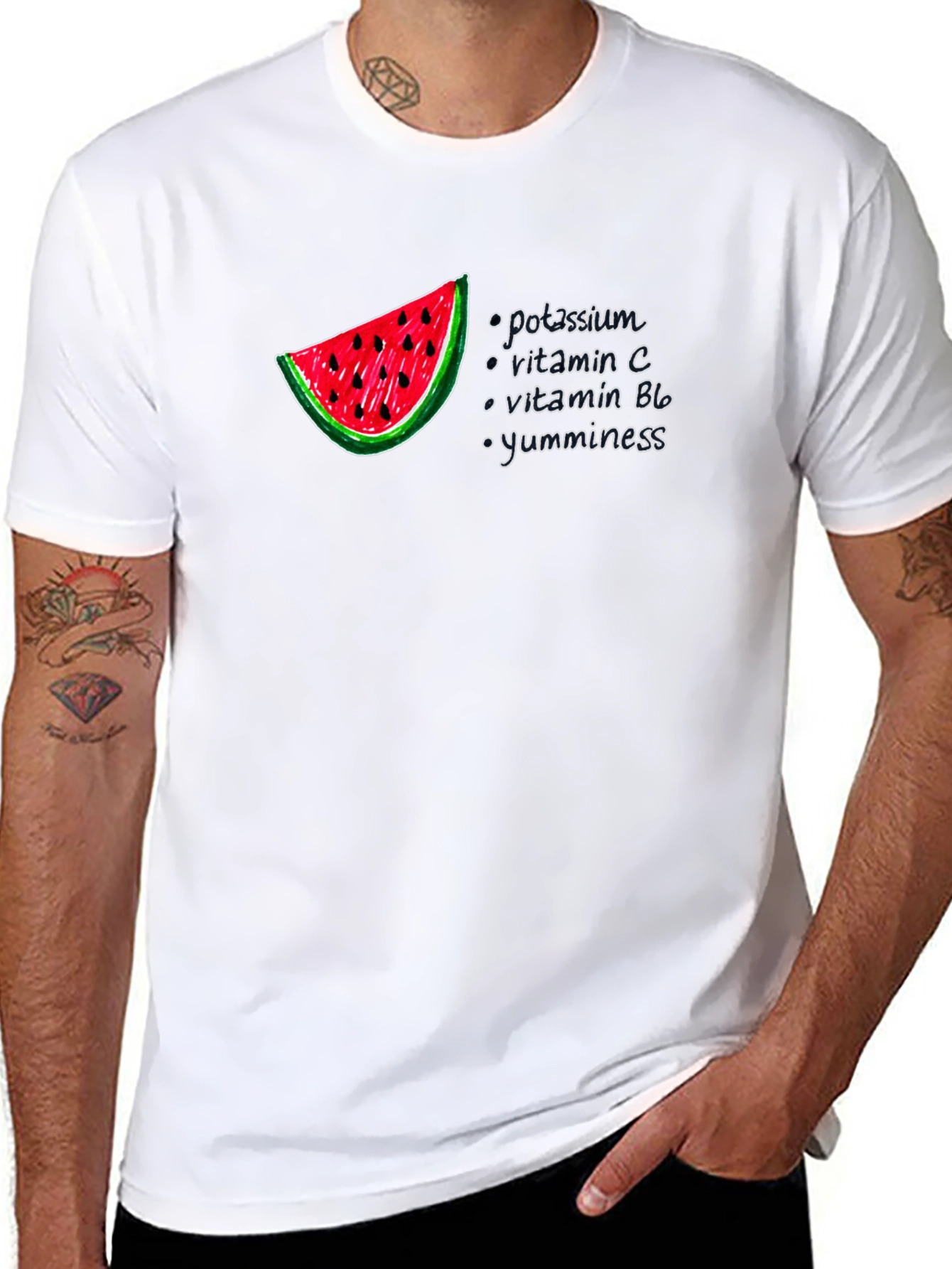 Watermelon Nutrition Facts Graphic T-Shirt - Unisex Black Tee
