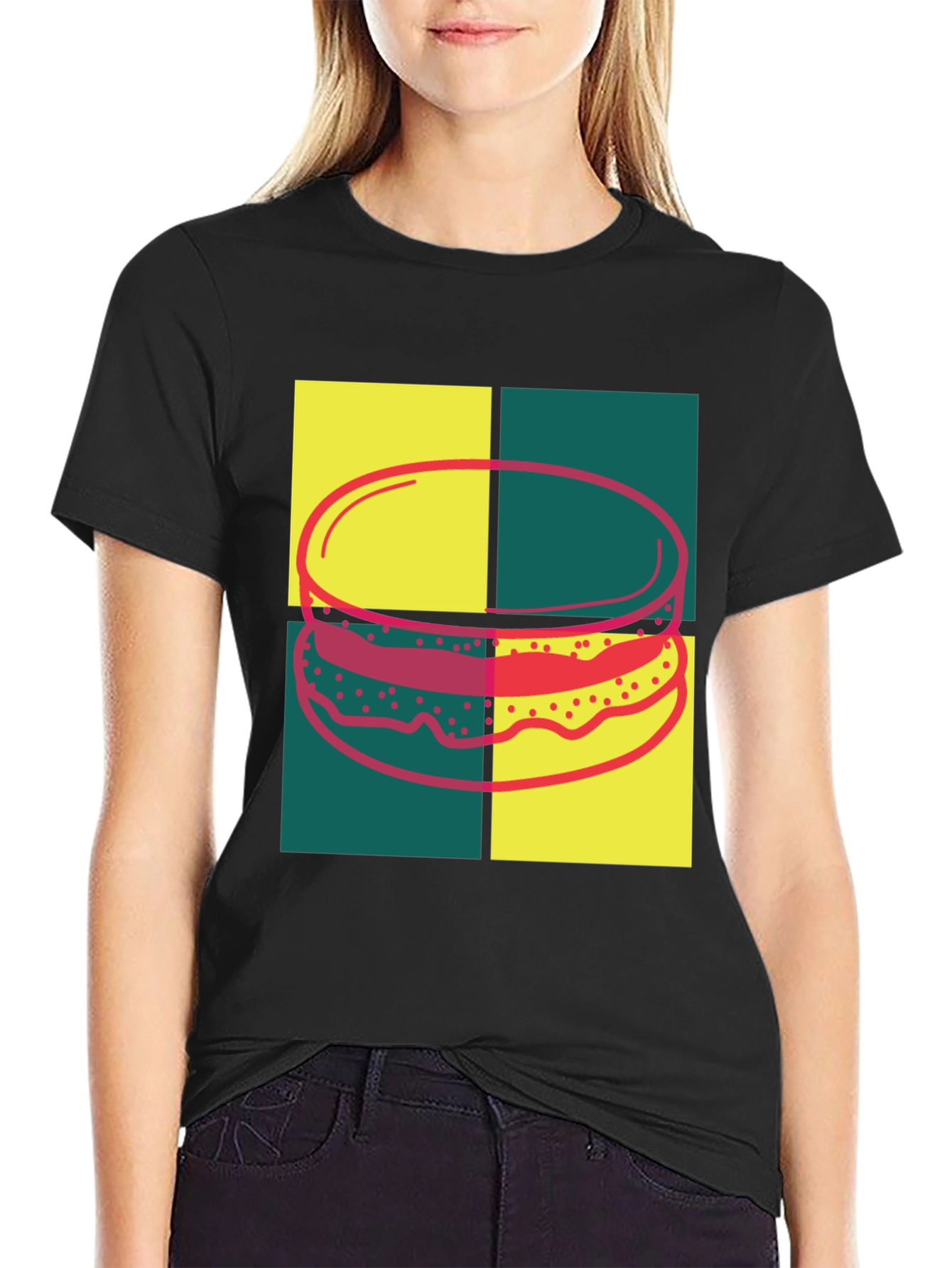 Retro Burger Graphic Tee - Pop Art Style