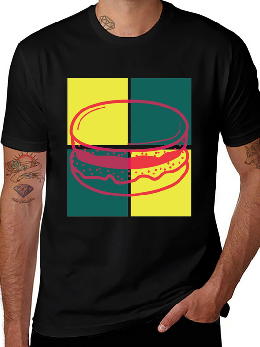 Retro Burger Graphic Tee - Pop Art Style