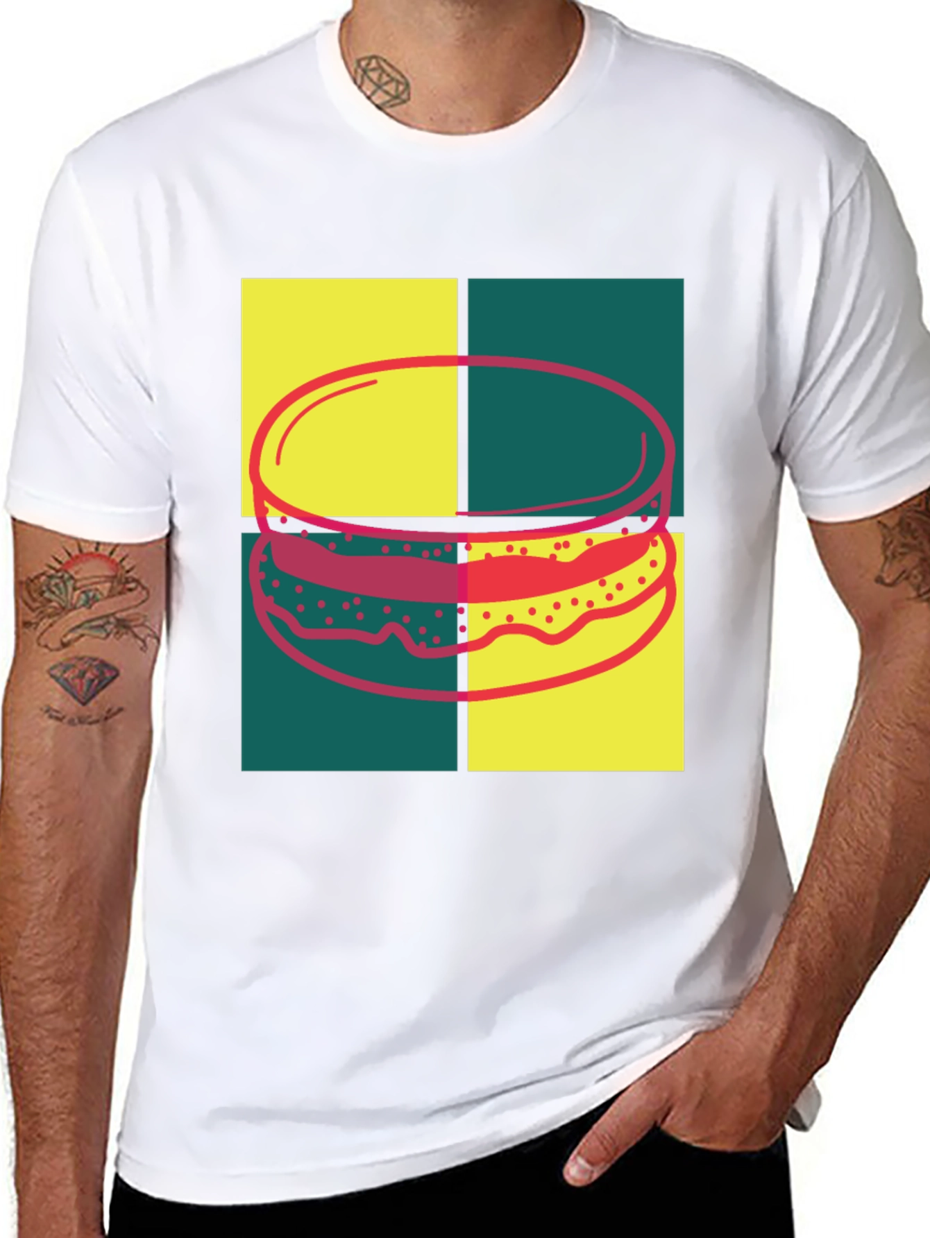 Retro Burger Graphic Tee - Pop Art Style