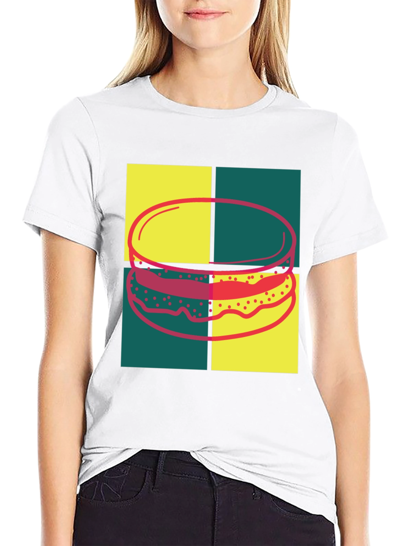 Retro Burger Graphic Tee - Pop Art Style