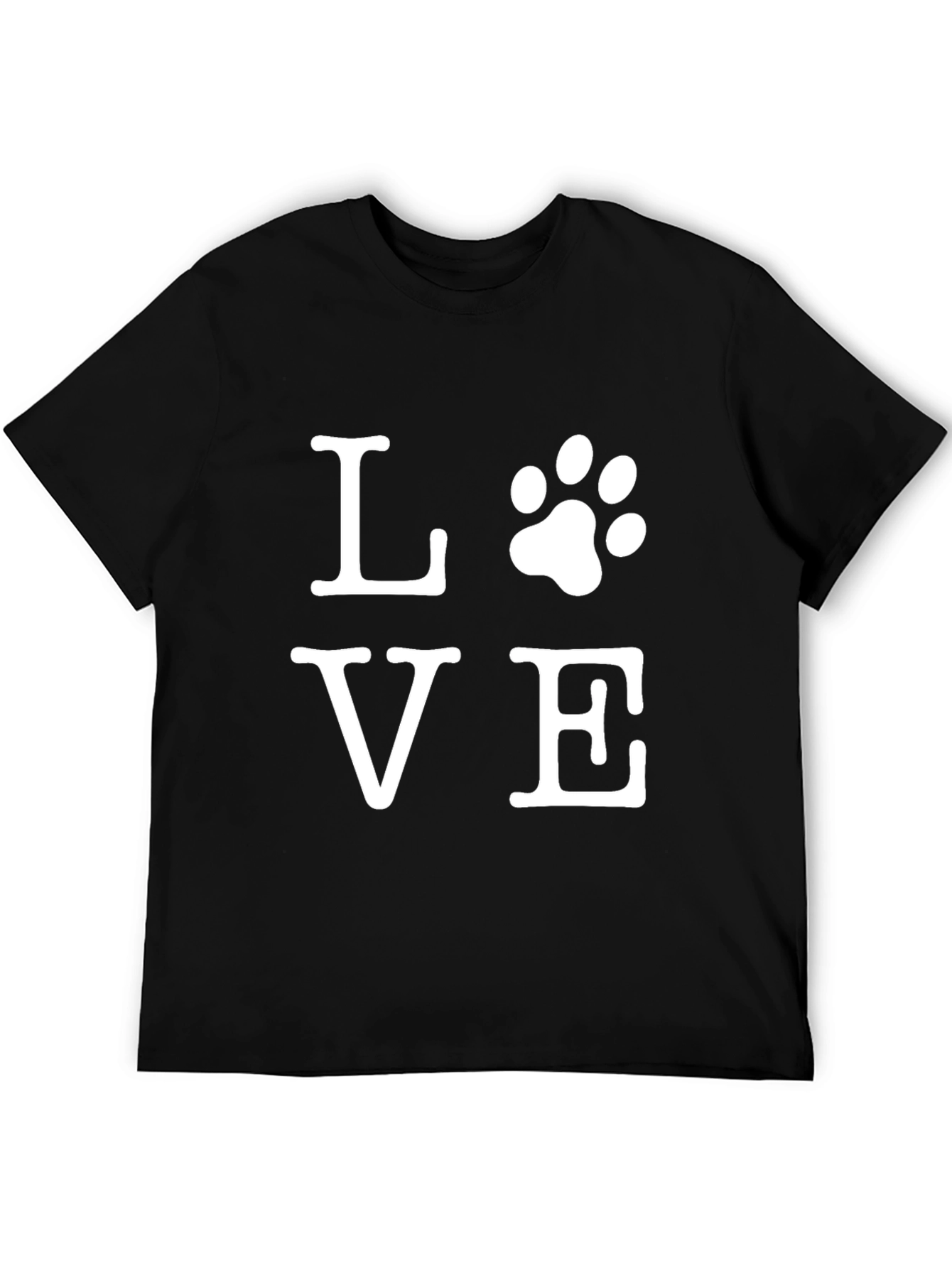 Love Paw Print Graphic Tee - Black Casual T-Shirt