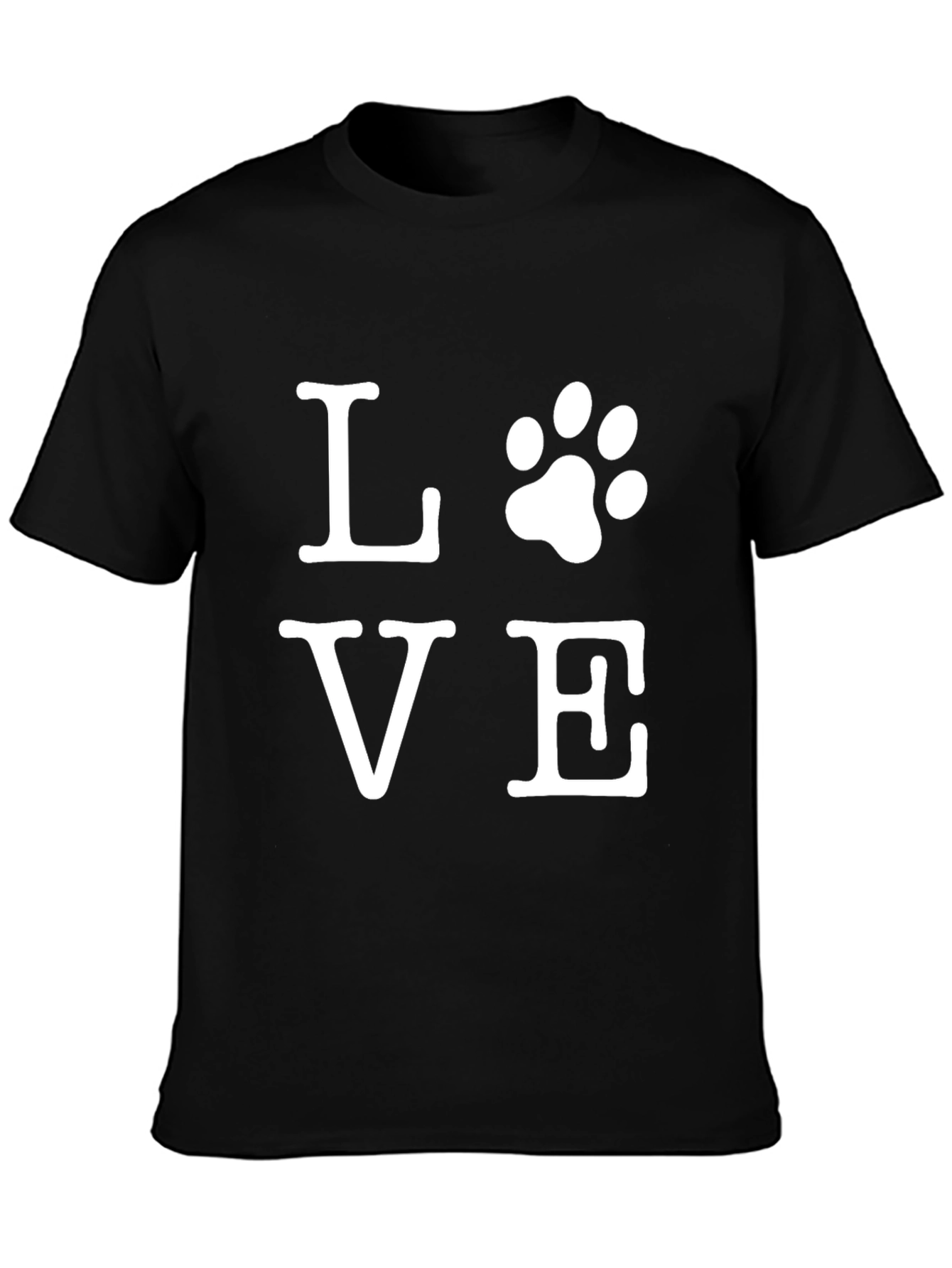 Love Paw Print Graphic Tee - Black Casual T-Shirt