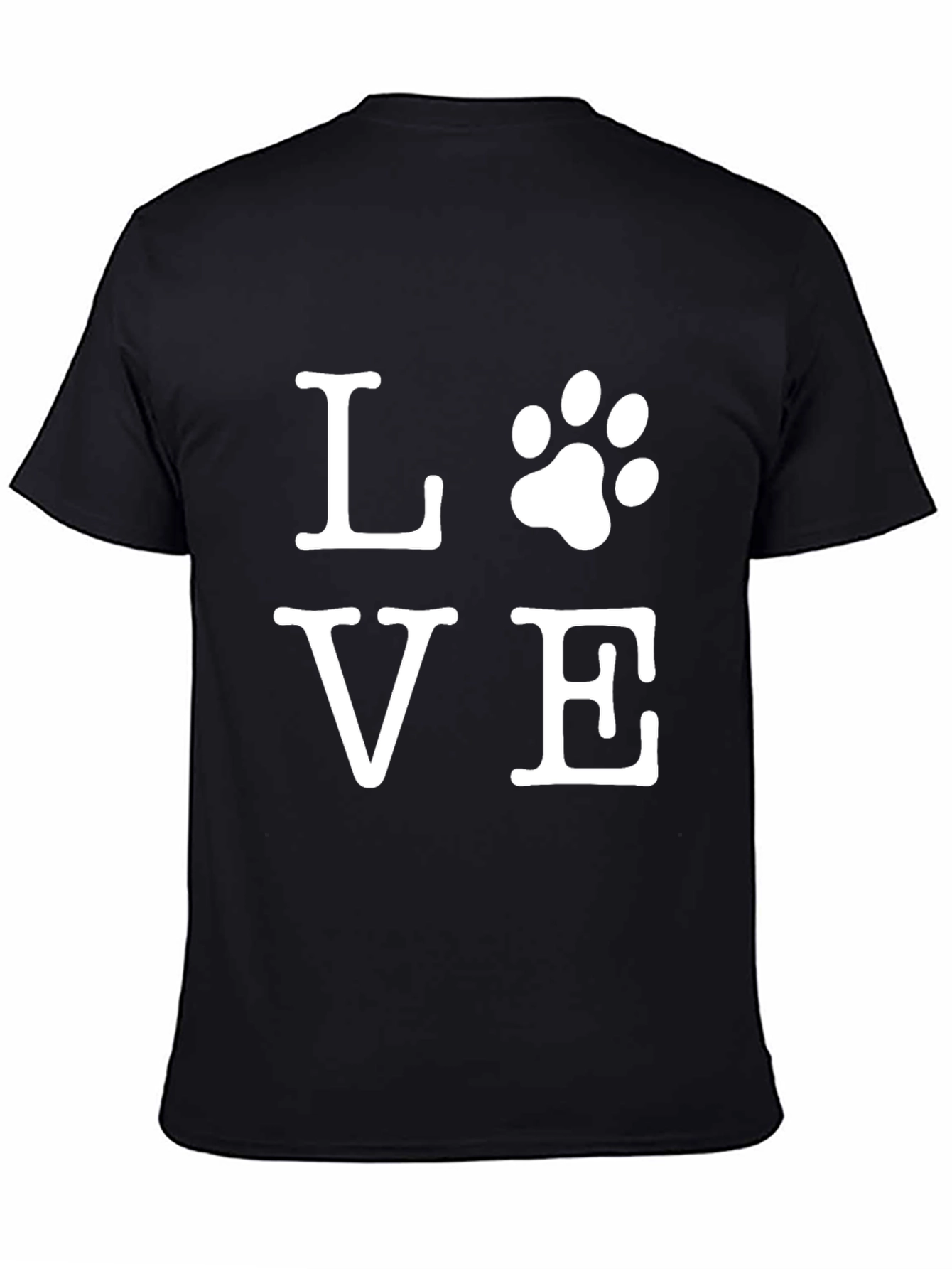 Love Paw Print Graphic Tee - Black Casual T-Shirt