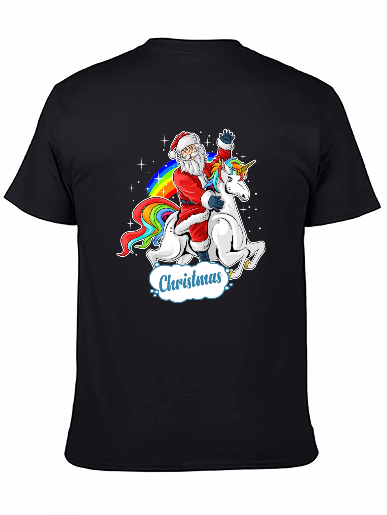 Christmas Santa Riding Unicorn Mens T-Shirt