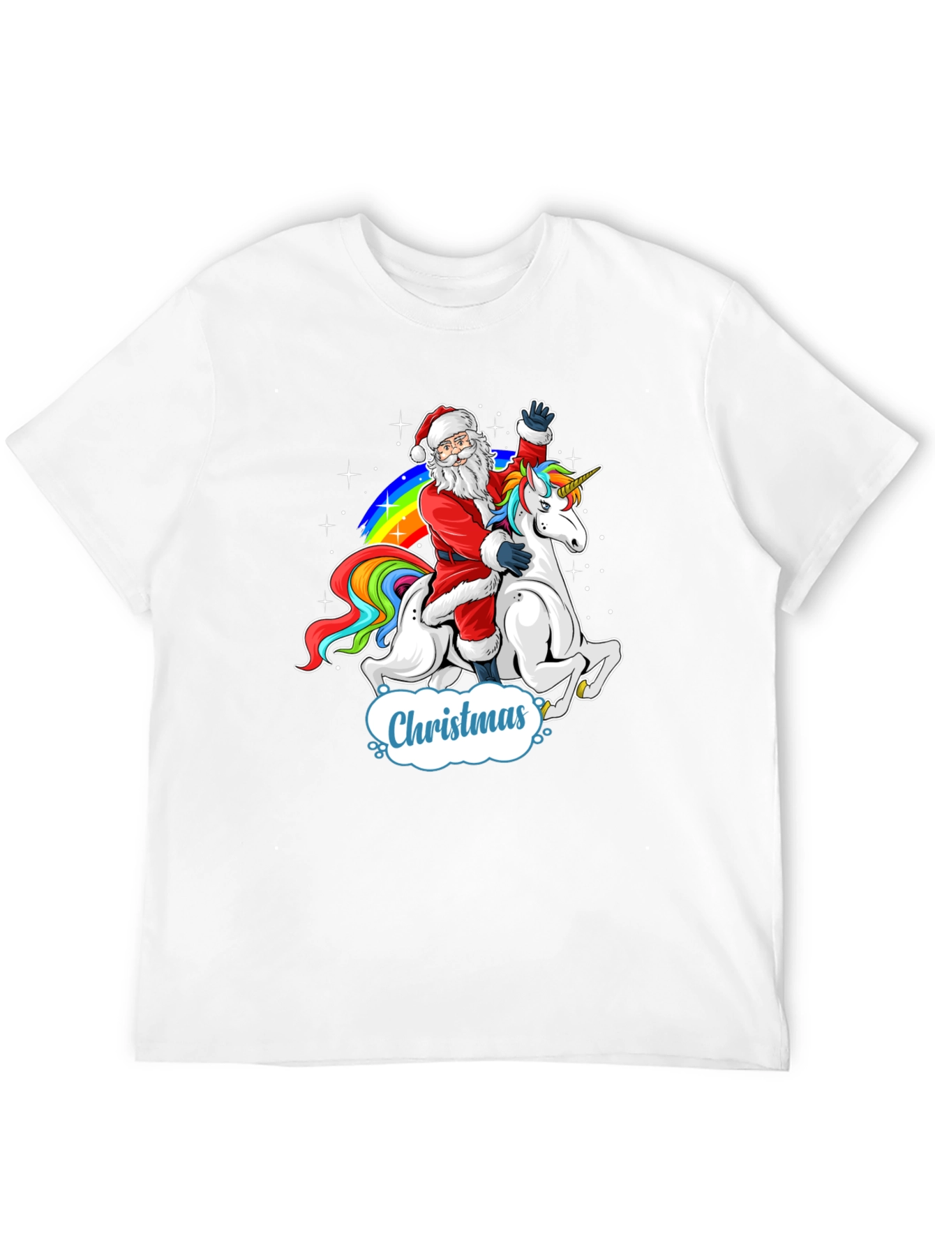 Christmas Santa Riding Unicorn Mens T-Shirt