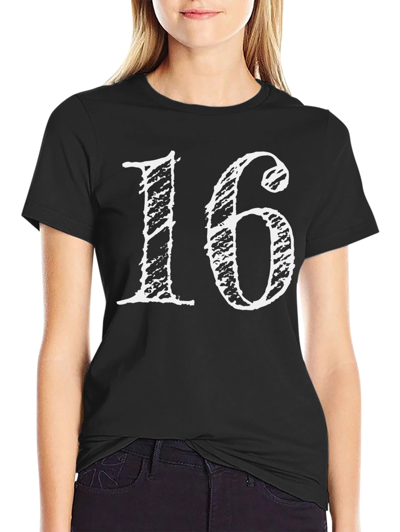 Number 16 Graphic Tee - Stylish Cotton T-Shirt