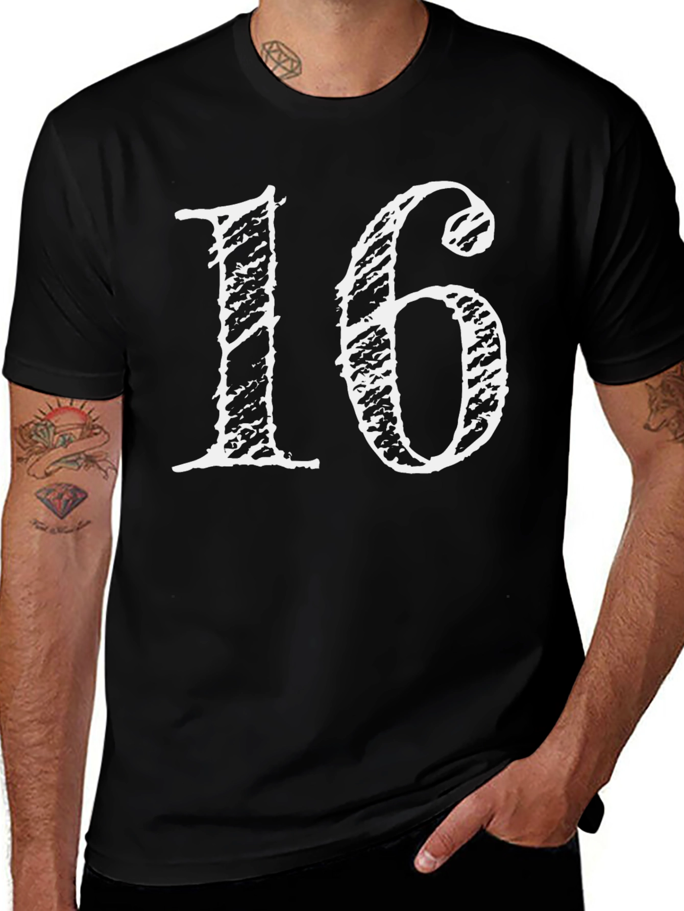 Number 16 Graphic Tee - Stylish Cotton T-Shirt