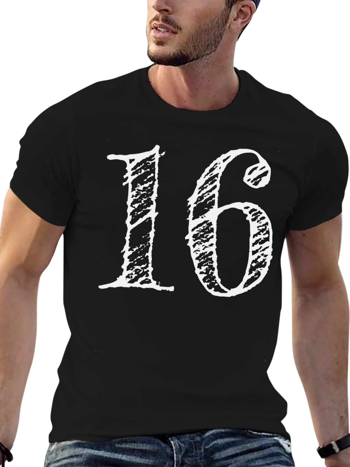 Number 16 Graphic Tee - Stylish Cotton T-Shirt