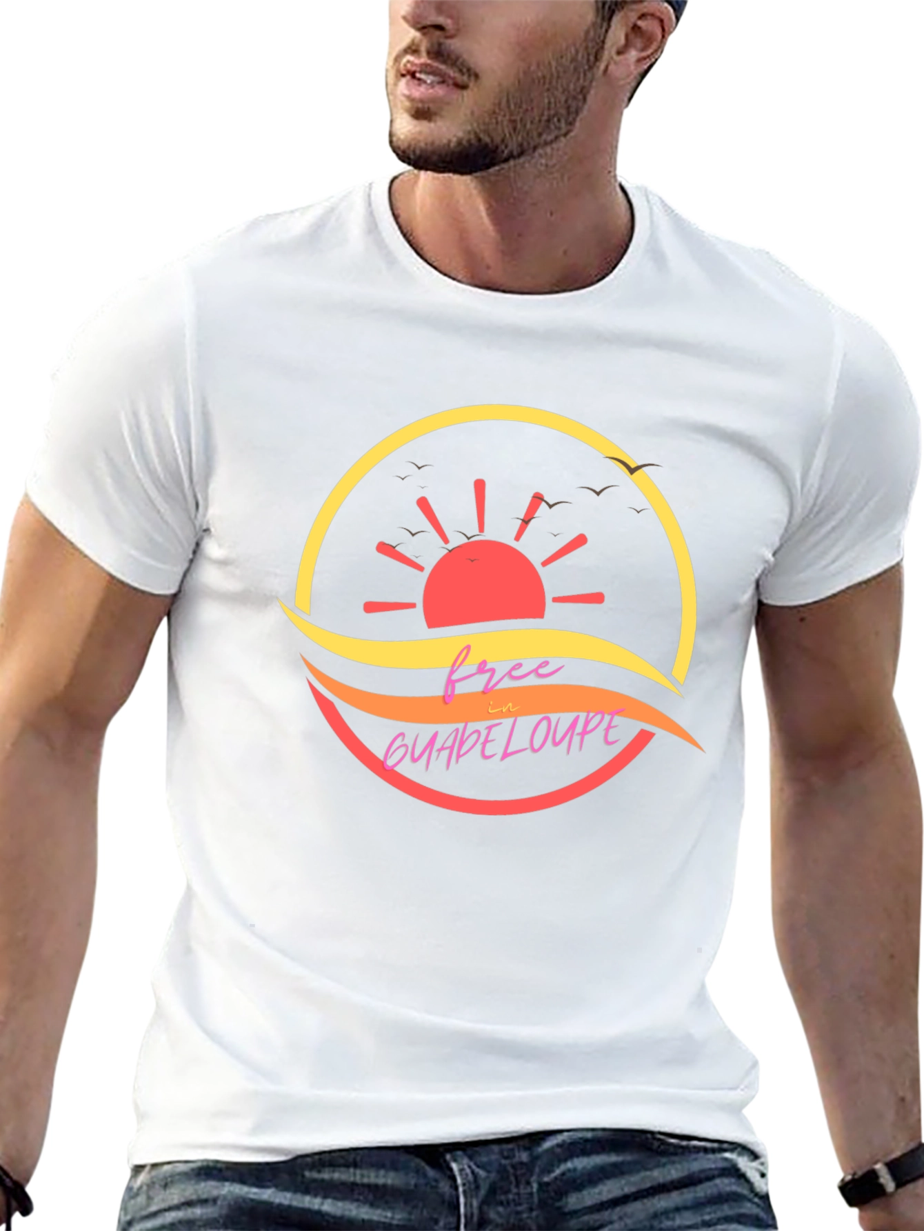 Free in Guadeloupe Island Black T-Shirt
