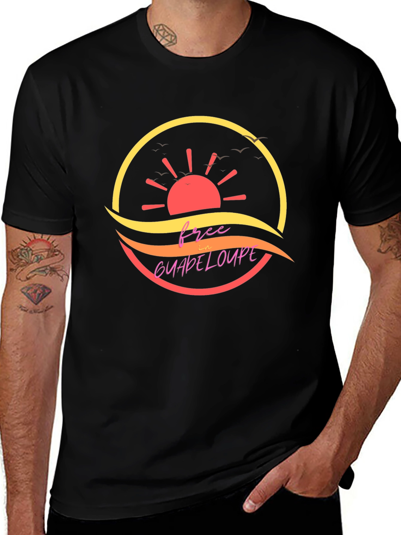 Free in Guadeloupe Island Black T-Shirt