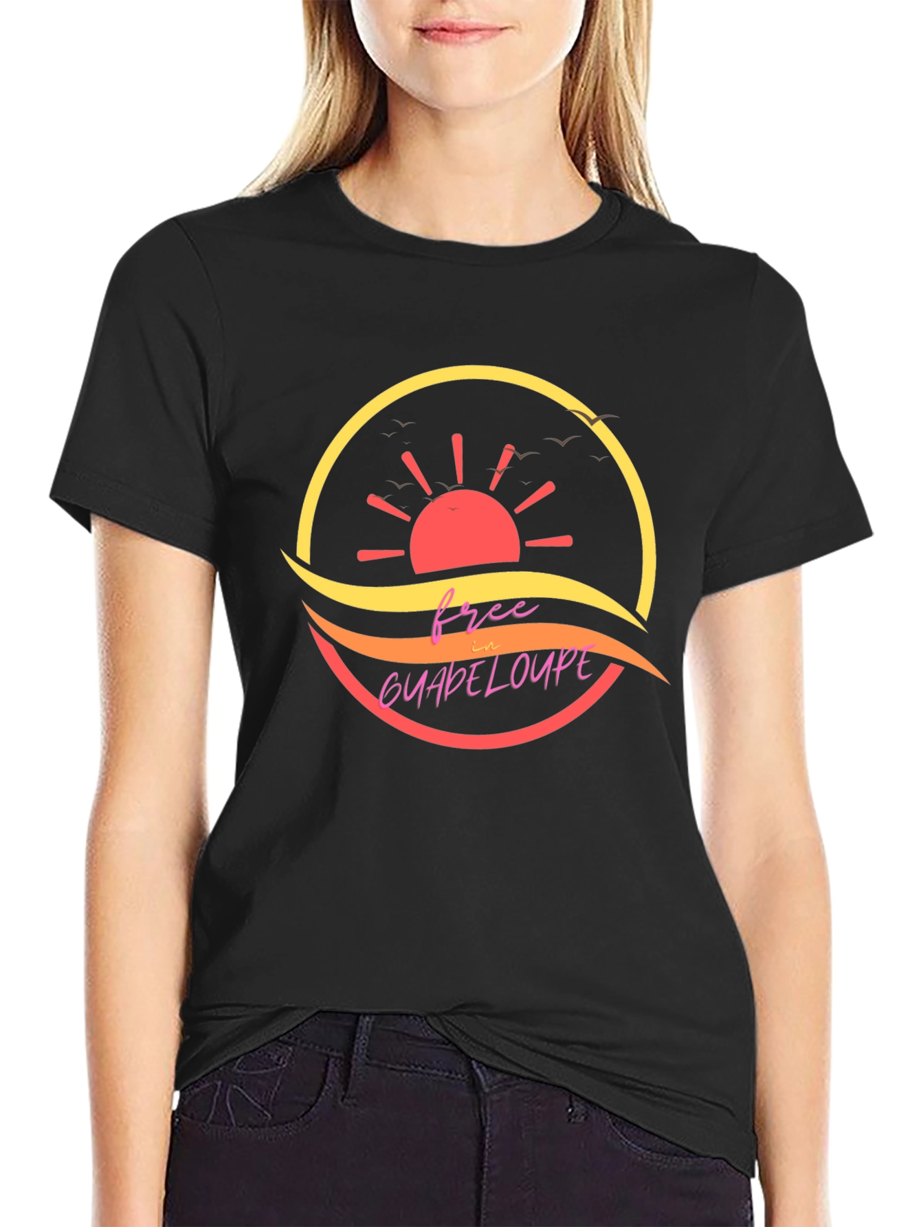 Free in Guadeloupe Island Black T-Shirt