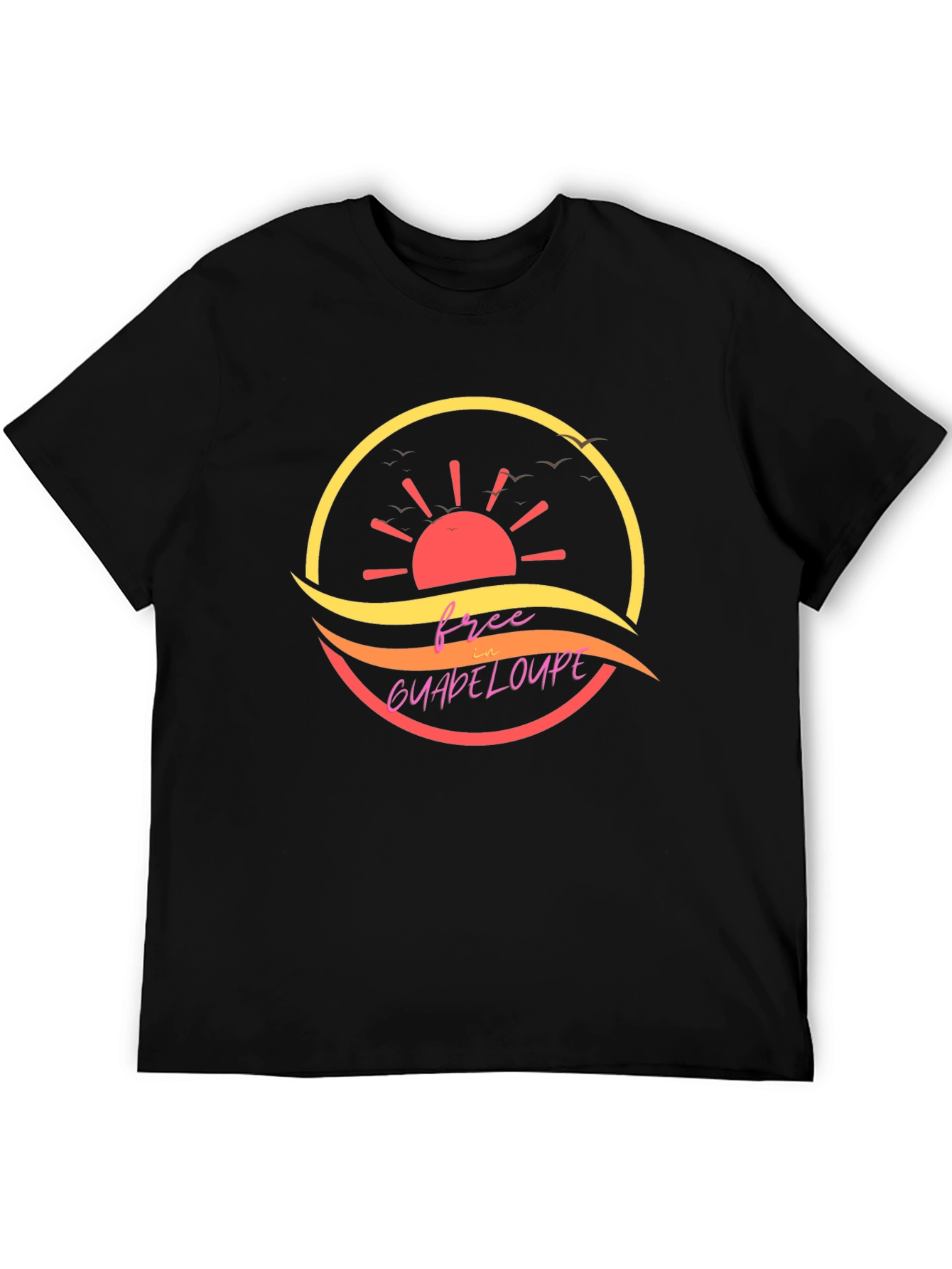 Free in Guadeloupe Island Black T-Shirt