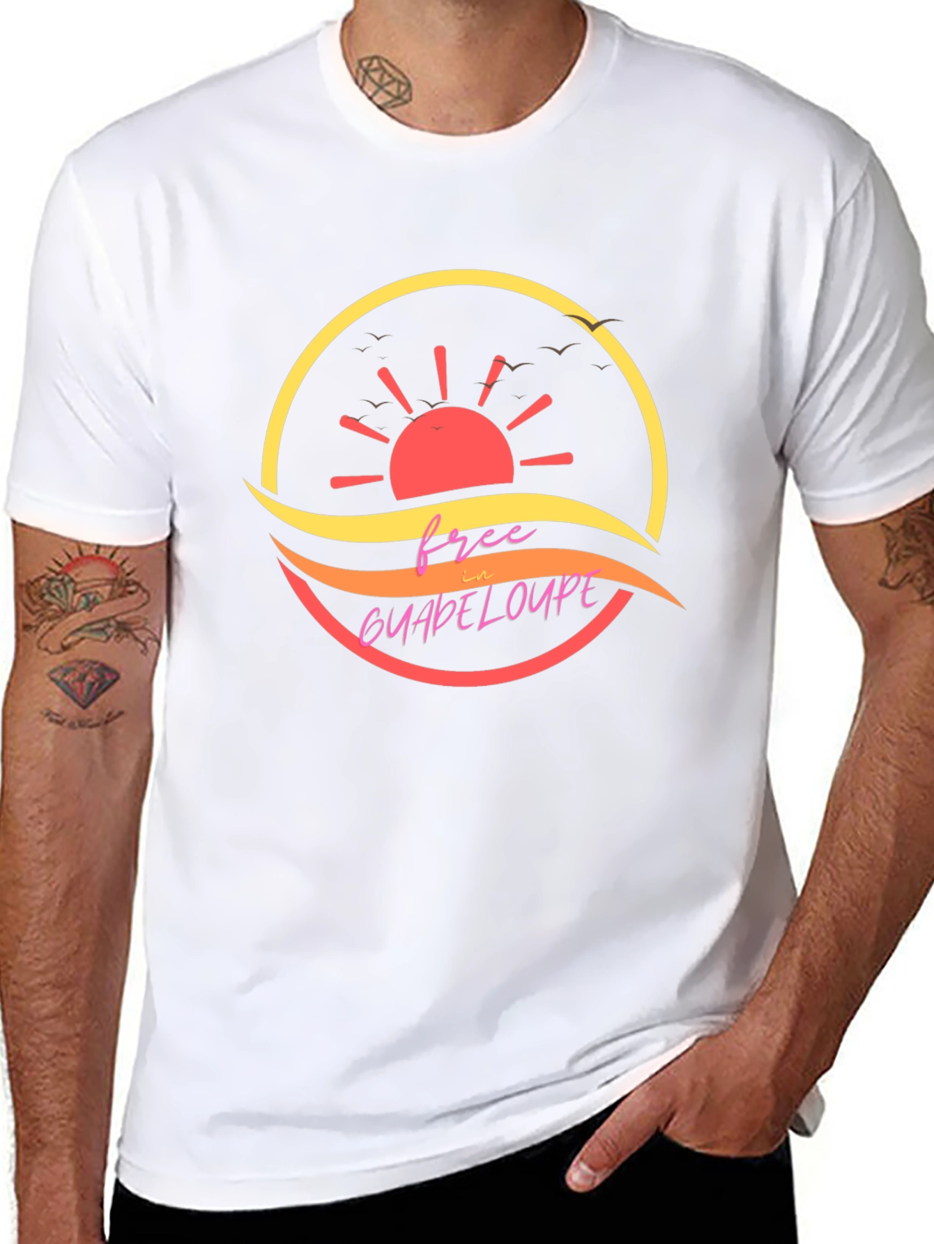 Free in Guadeloupe Island Black T-Shirt