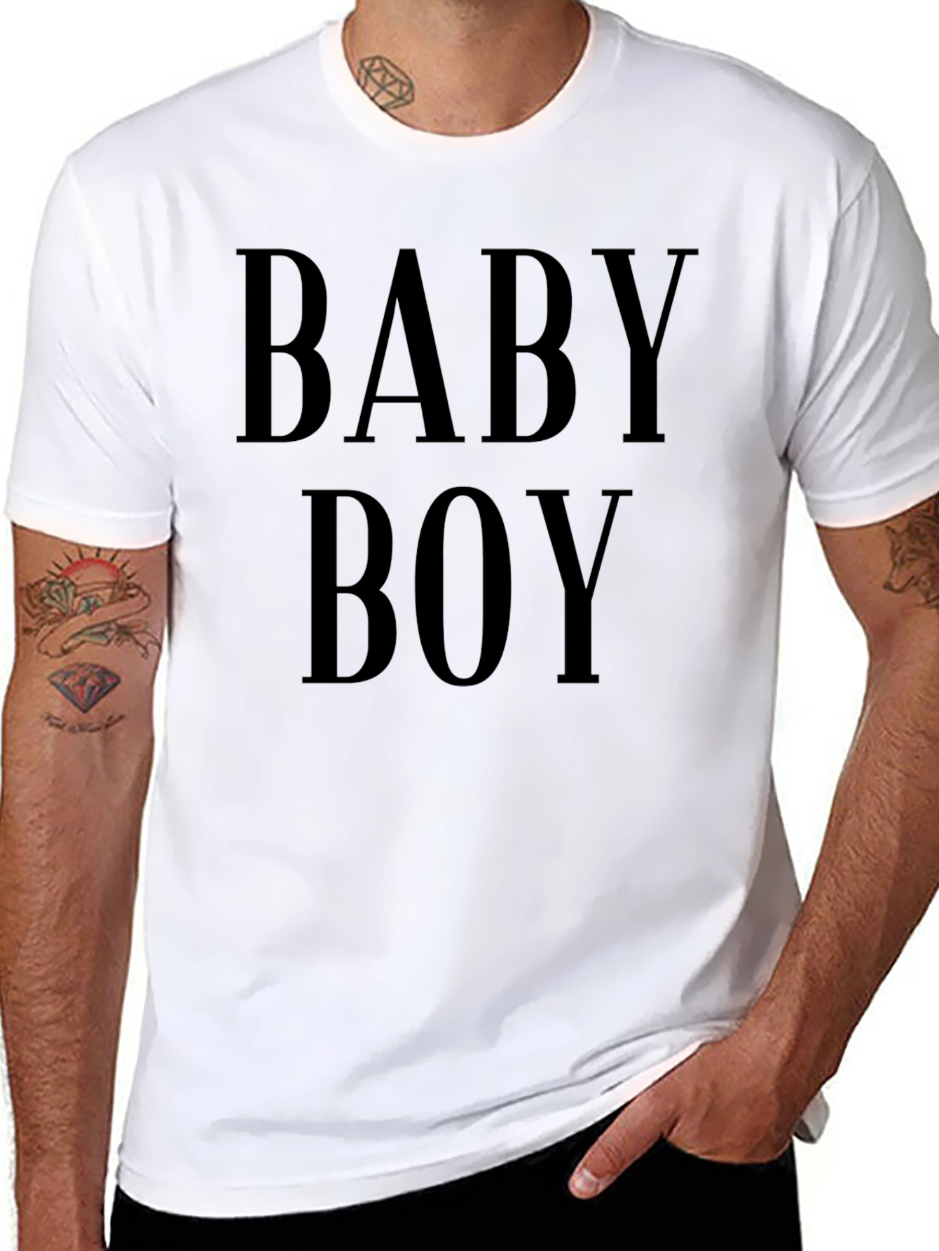 Baby Boy Graphic Tee - Mens Black Crew Neck