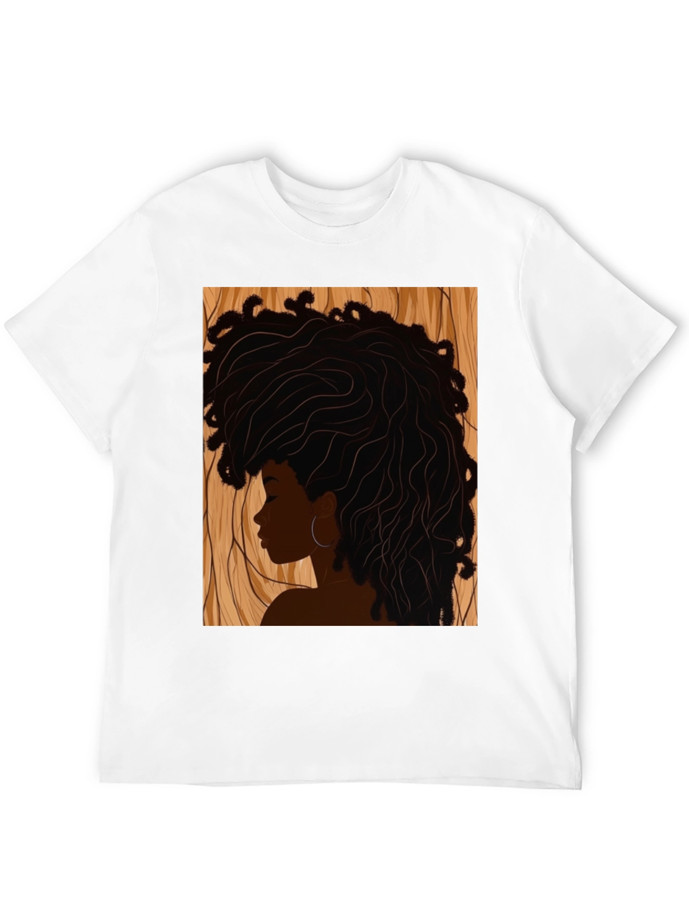 Afro Woman Graphic Print Black T-Shirt