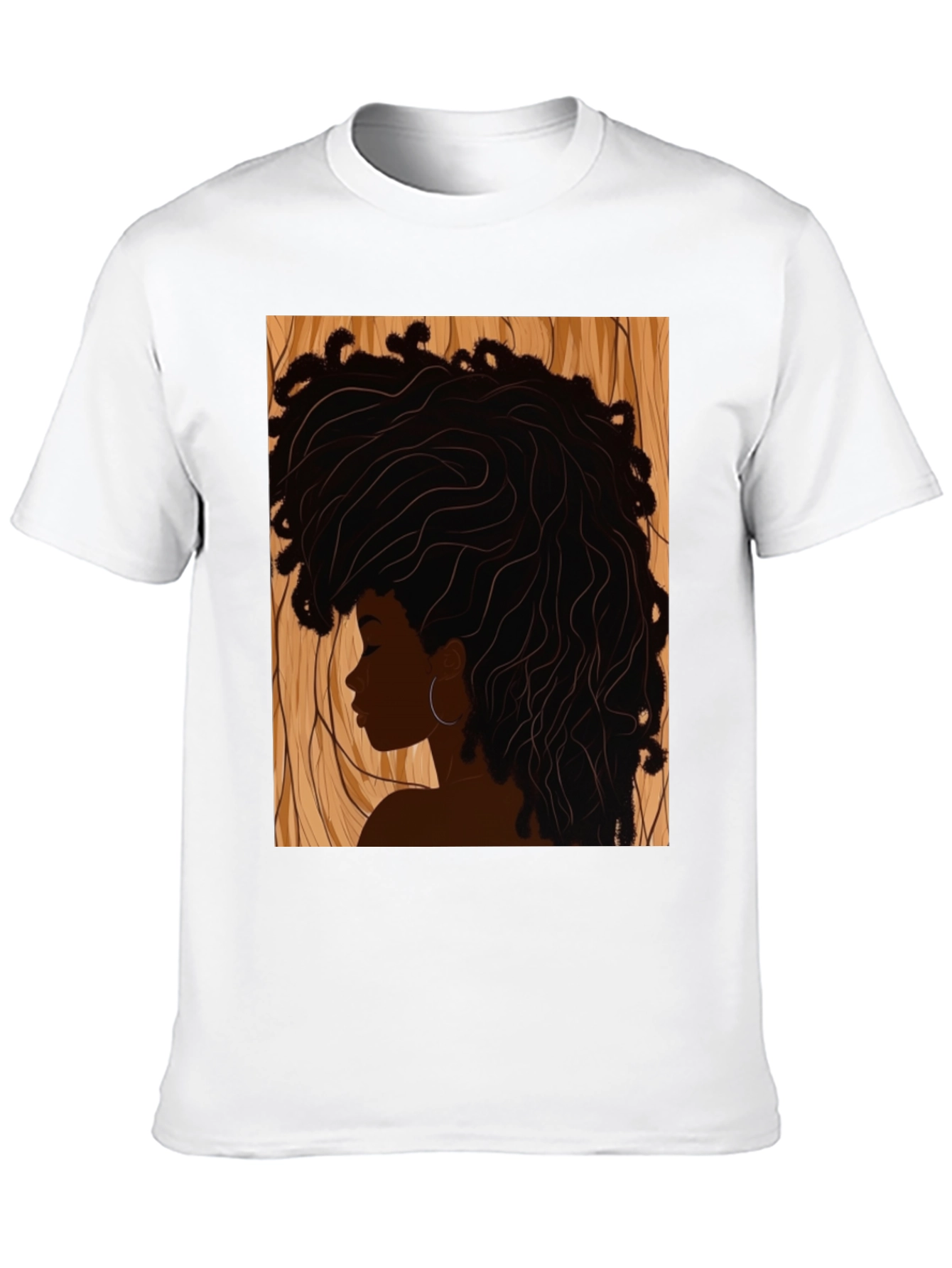 Afro Woman Graphic Print Black T-Shirt
