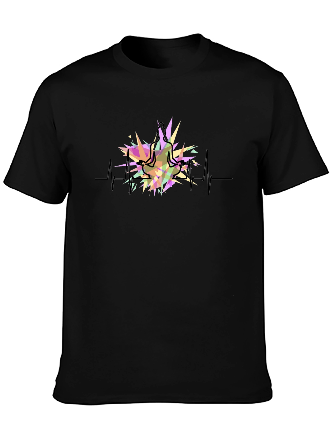 Yoga Heartbeat Graphic Black T-Shirt