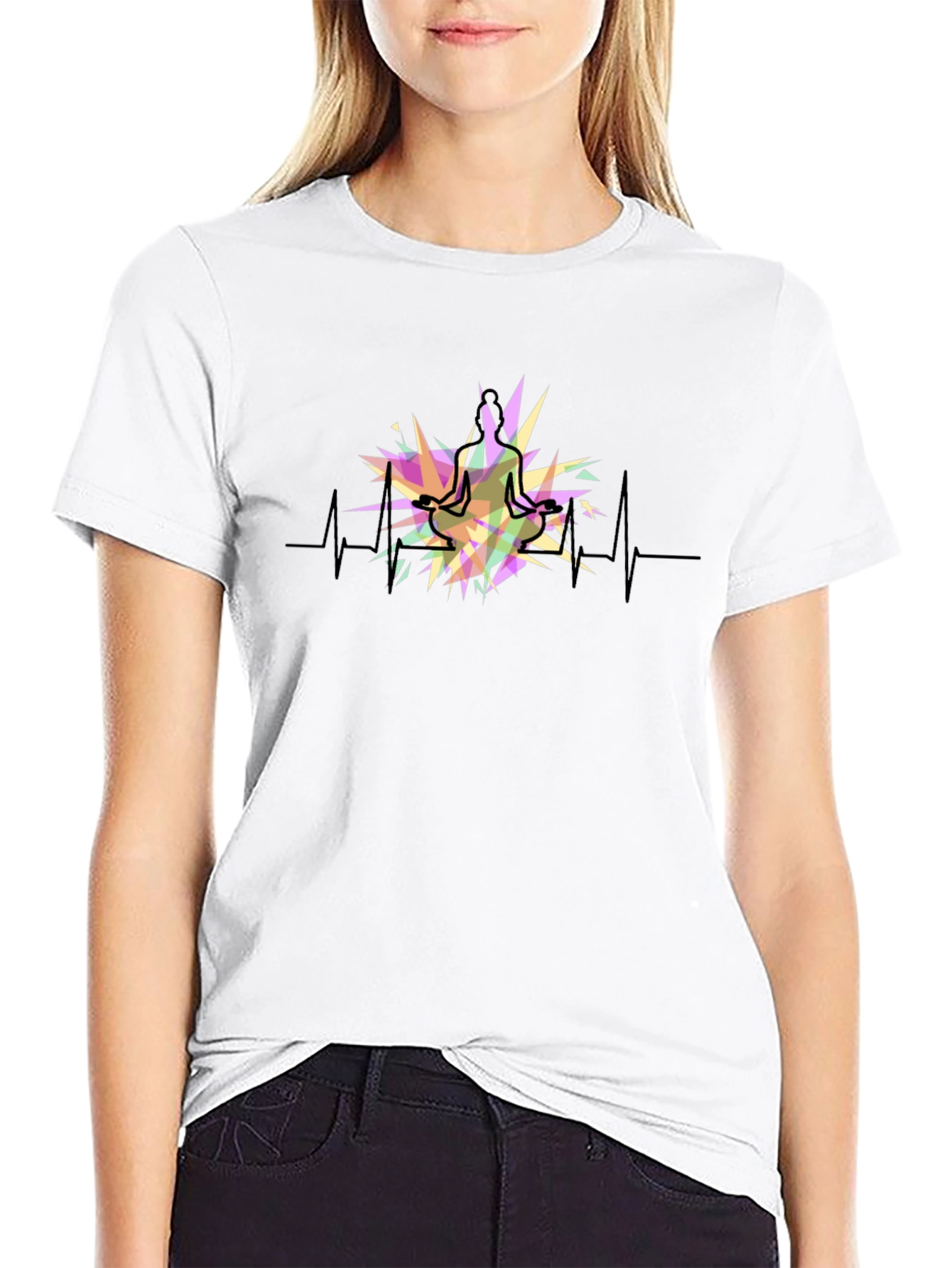 Yoga Heartbeat Graphic Black T-Shirt