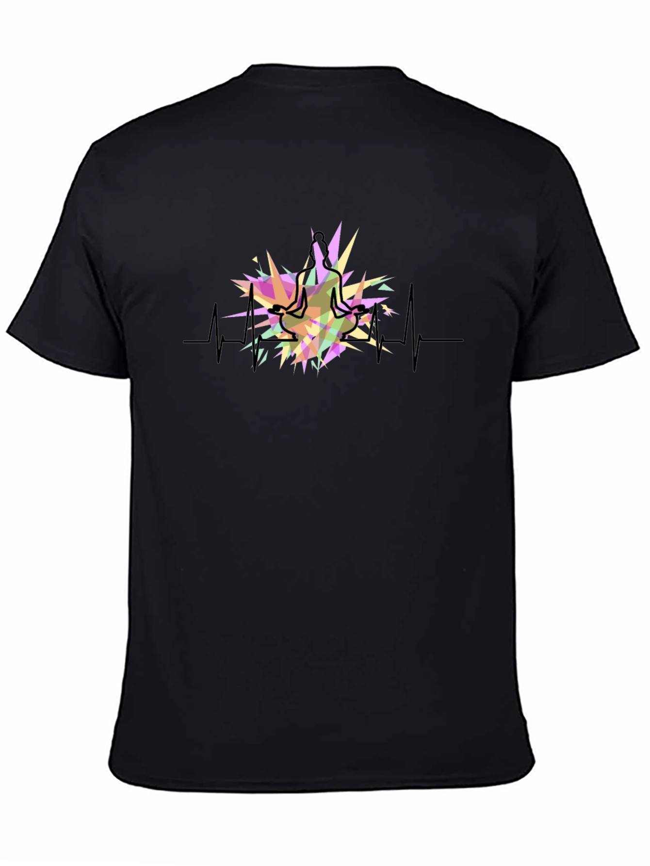Yoga Heartbeat Graphic Black T-Shirt