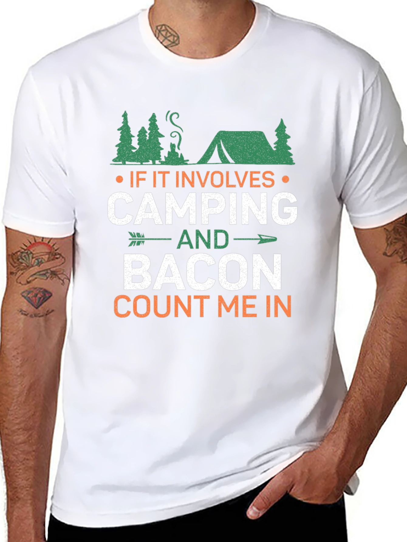 Camping & Bacon Mens T-Shirt - Count Me In!