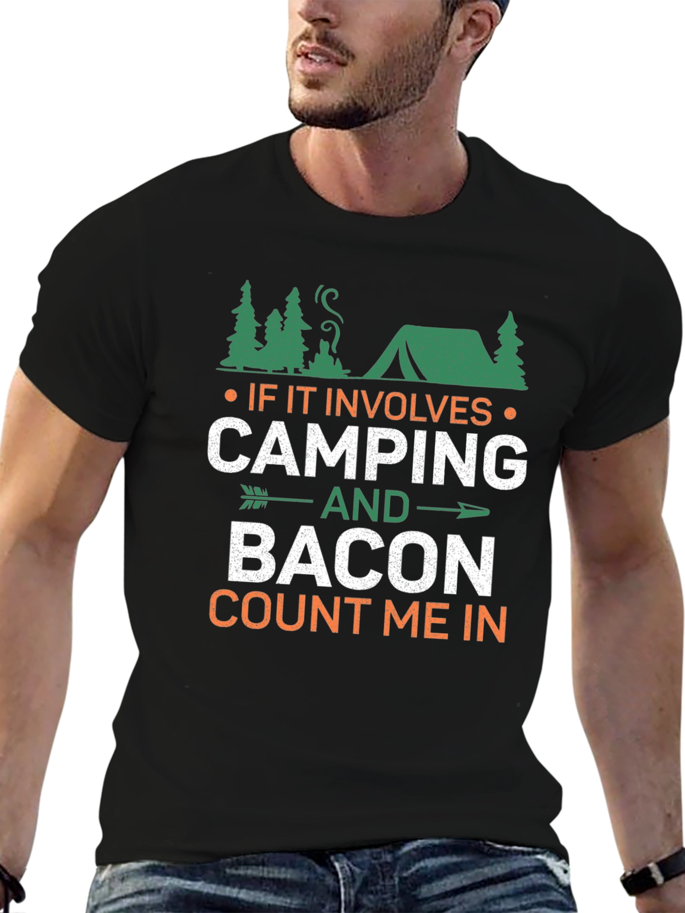 Camping & Bacon Mens T-Shirt - Count Me In!