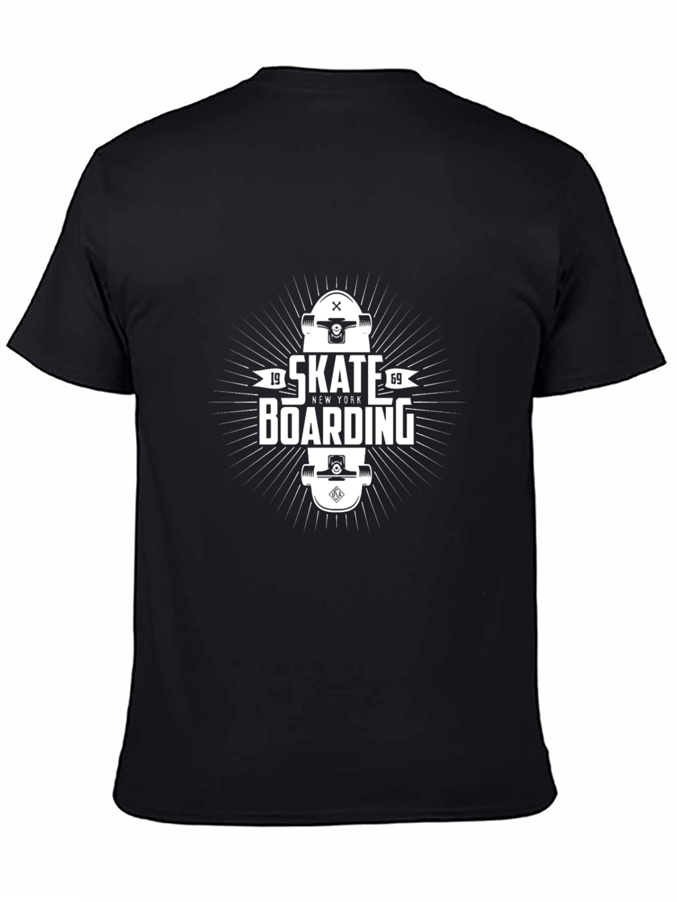 Skateboarding Graphic T-Shirt - Black Casual Wear