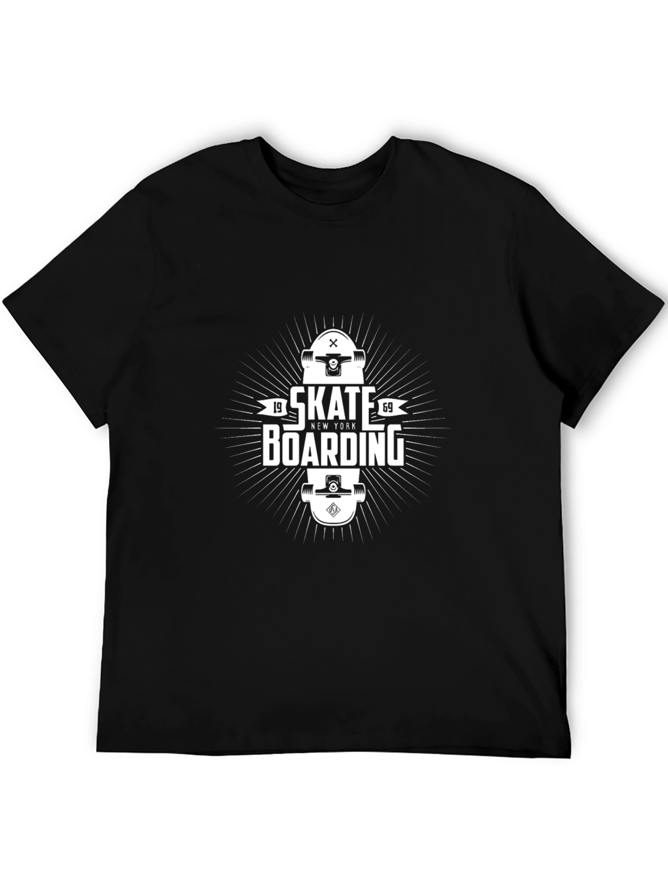 Skateboarding Graphic T-Shirt - Black Casual Wear