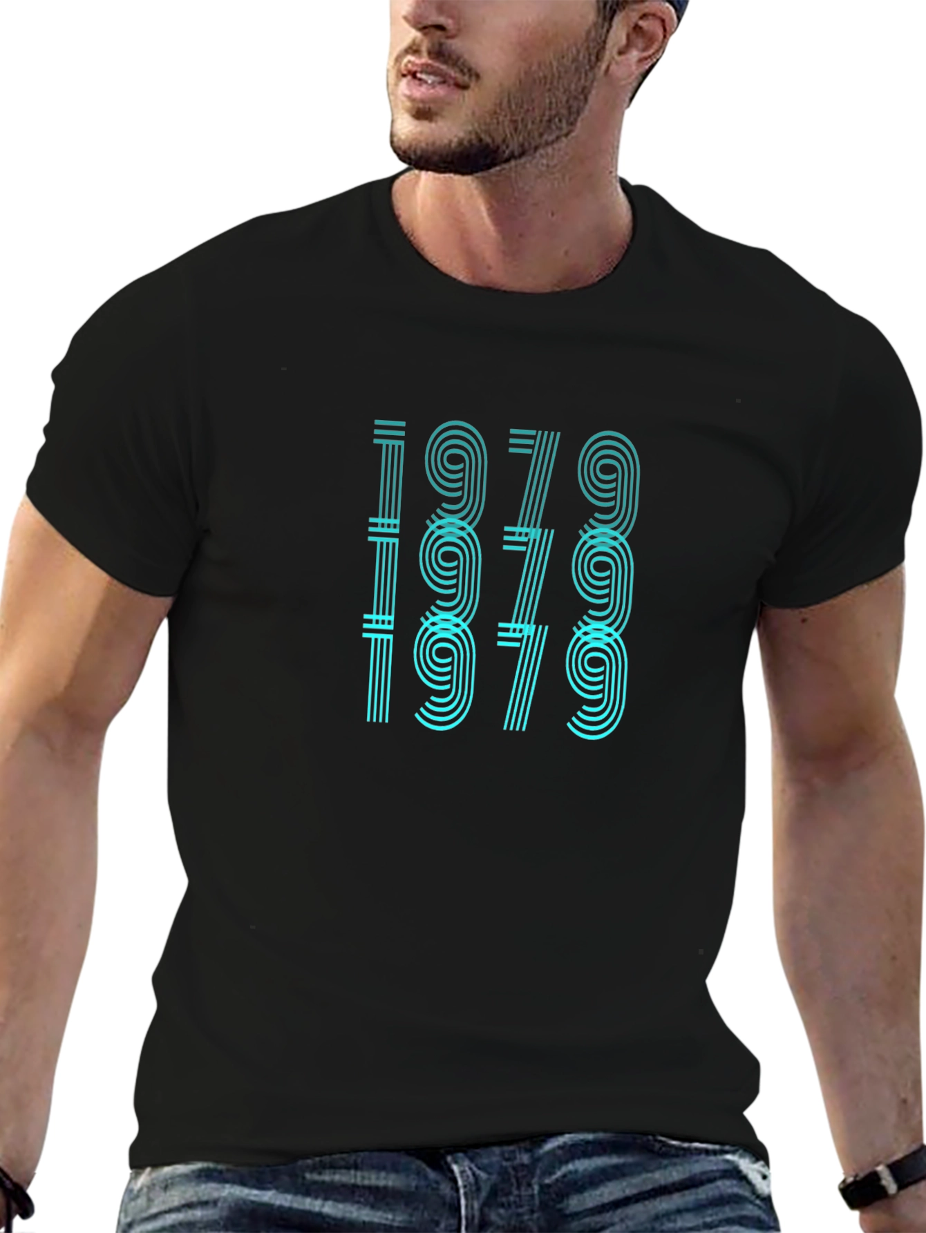 Retro 1979 Graphic Print Black T-Shirt