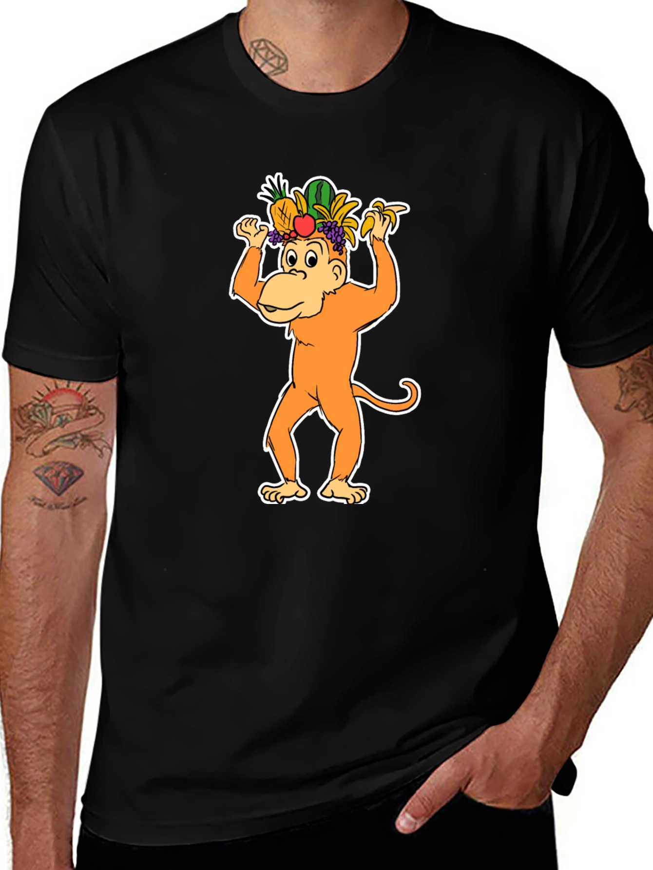 Fruit Hat Monkey T-Shirt - Fun Graphic Tee