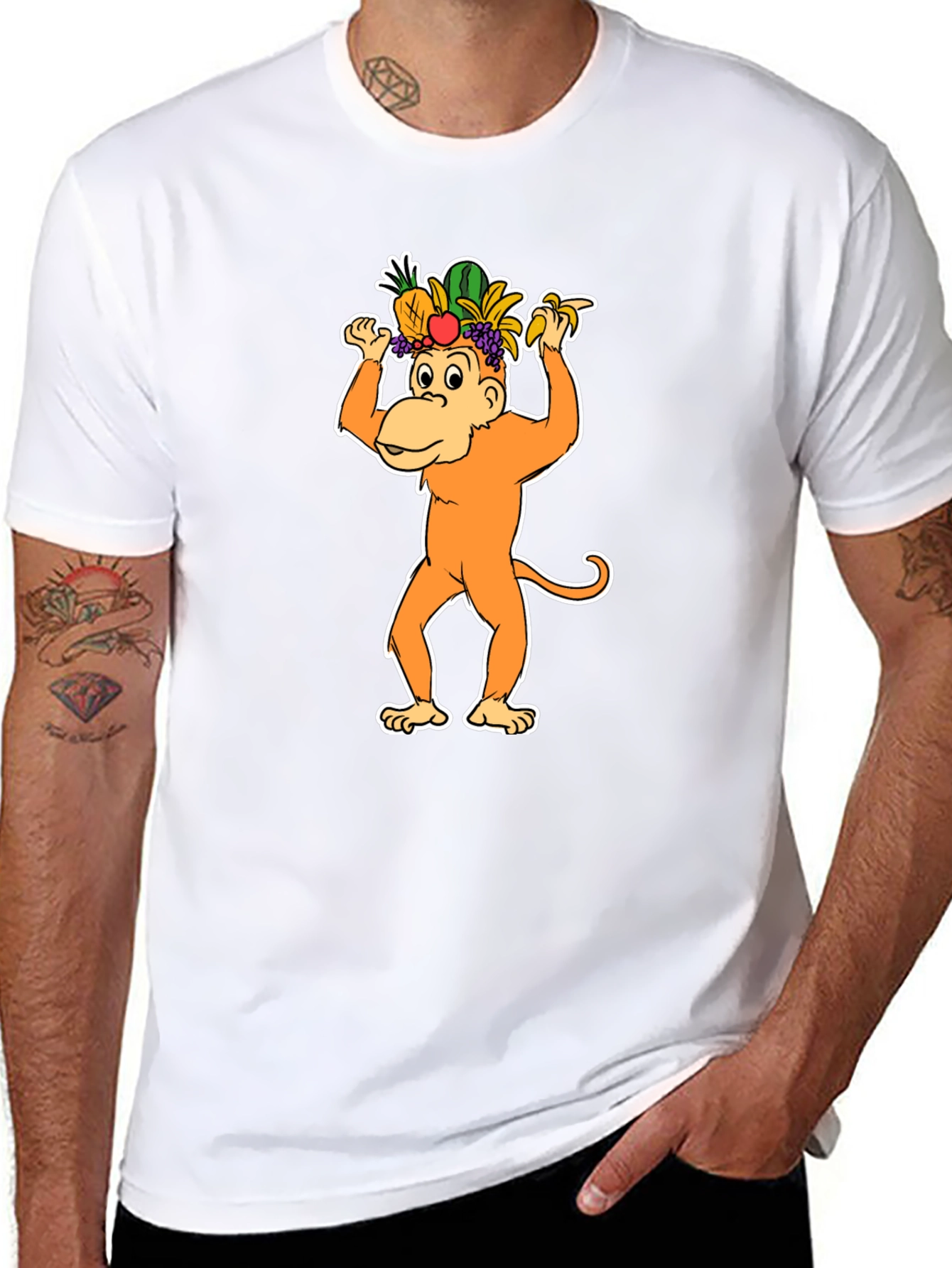 Fruit Hat Monkey T-Shirt - Fun Graphic Tee