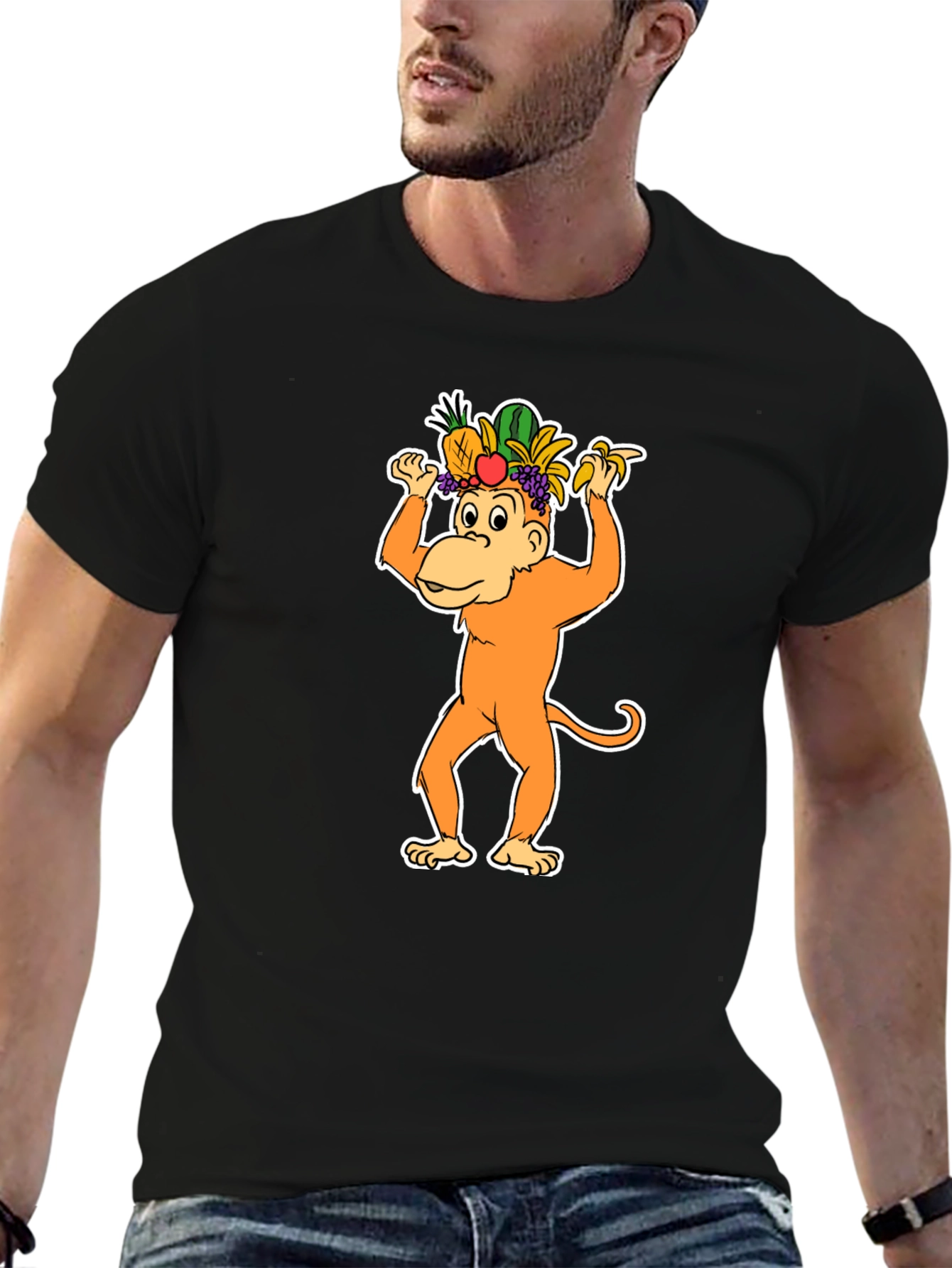 Fruit Hat Monkey T-Shirt - Fun Graphic Tee