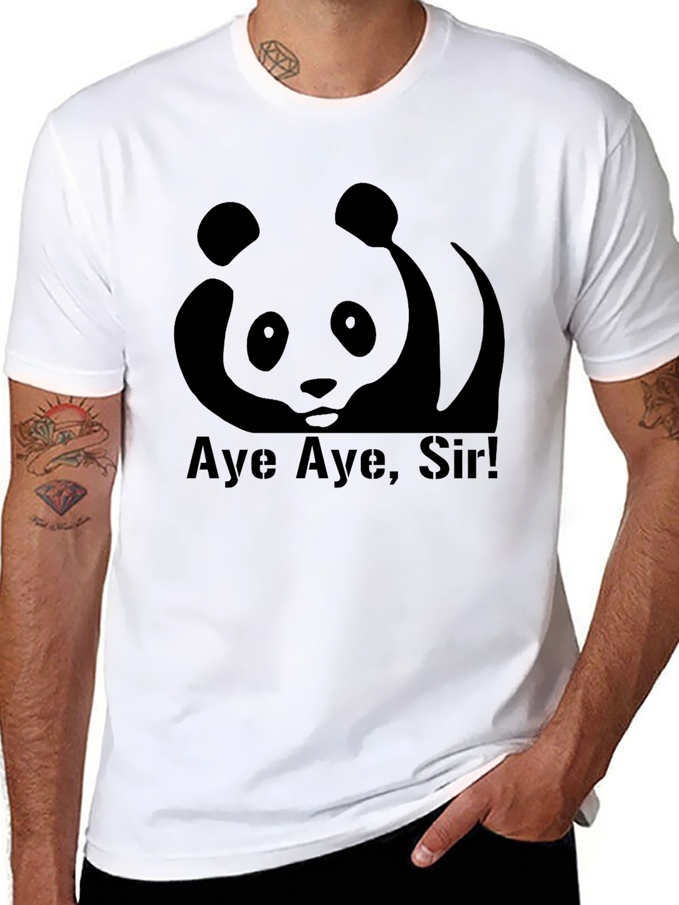 Aye Aye Sir Panda T-Shirt - Black Graphic Tee