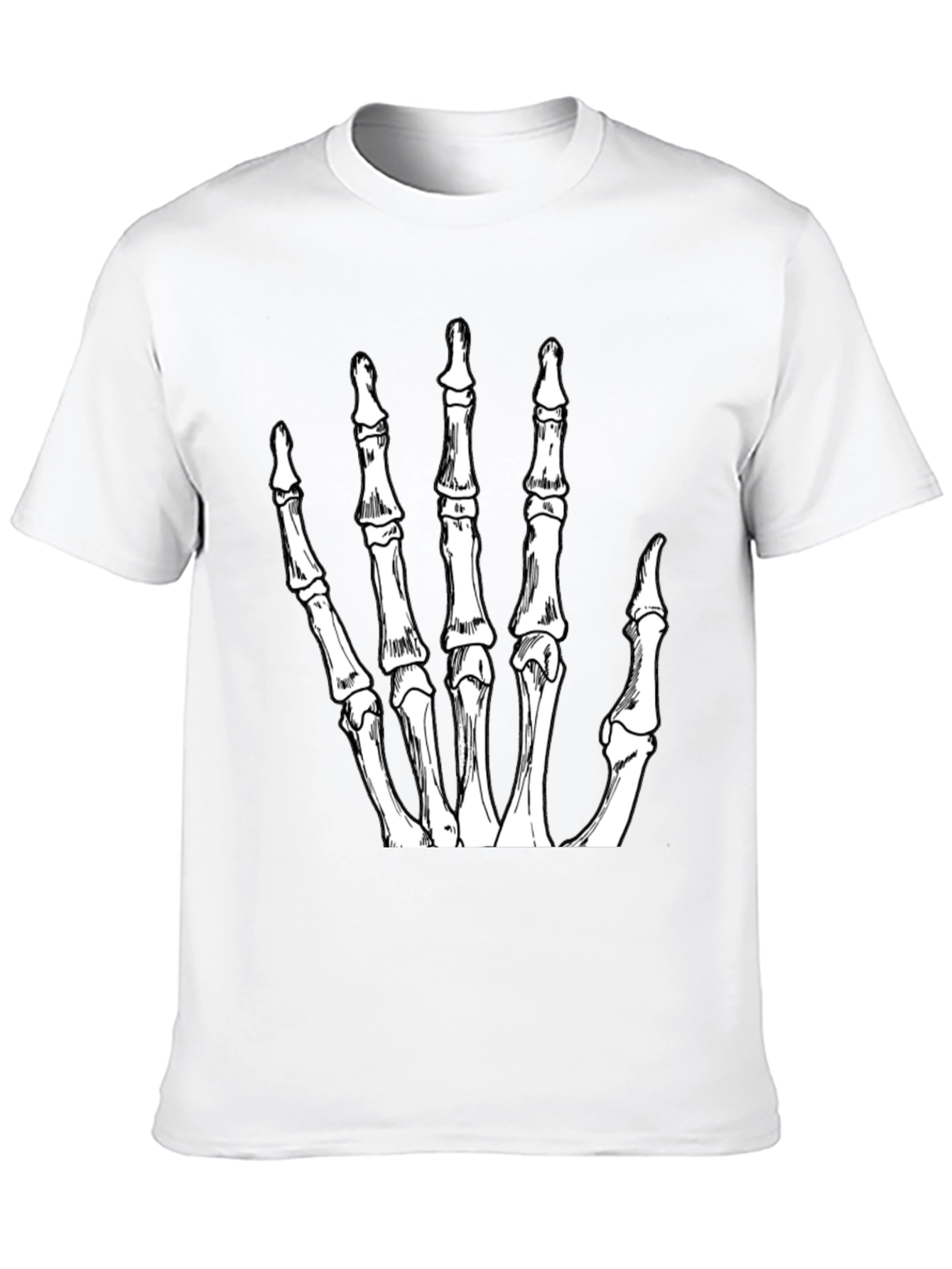 Skeleton Hand Graphic Tee - Black Crew Neck T-Shirt