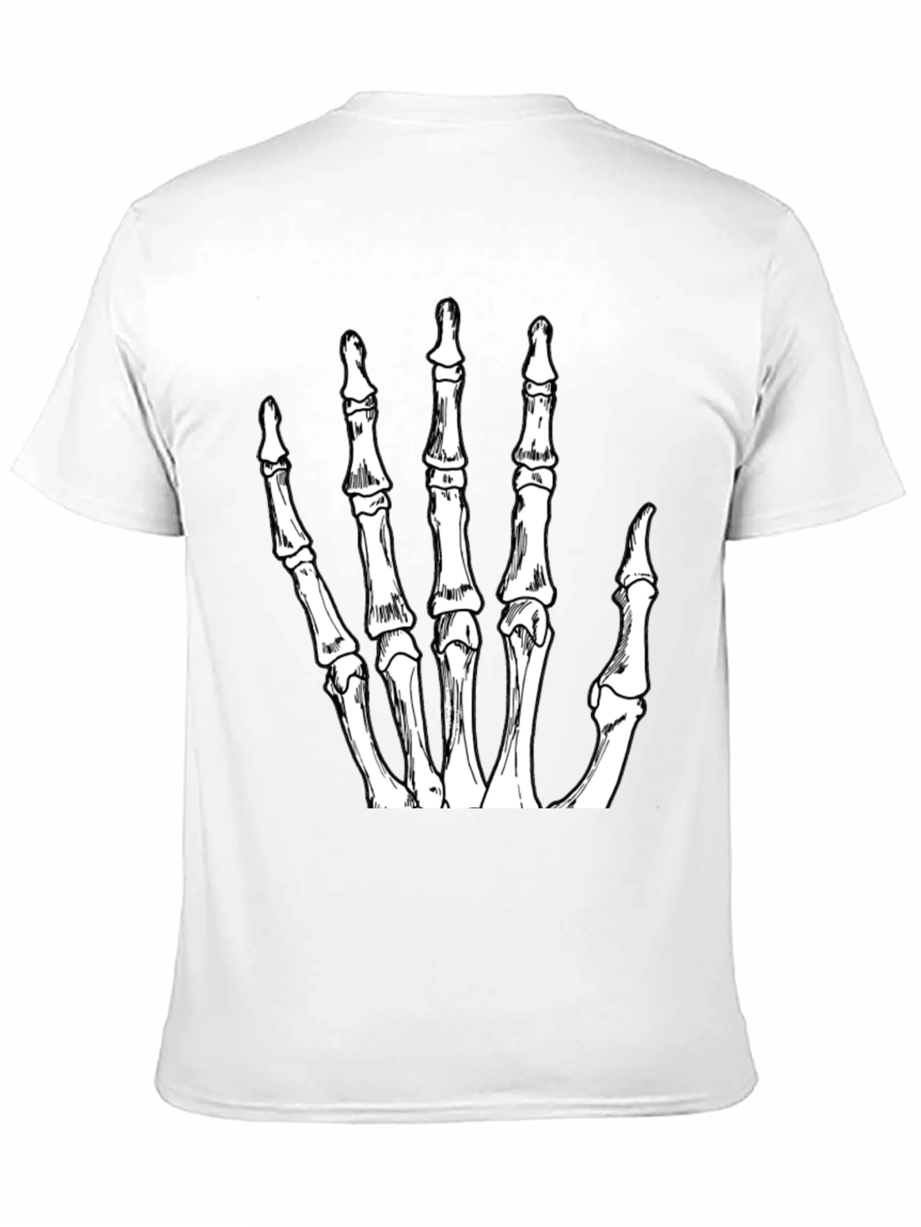 Skeleton Hand Graphic Tee - Black Crew Neck T-Shirt