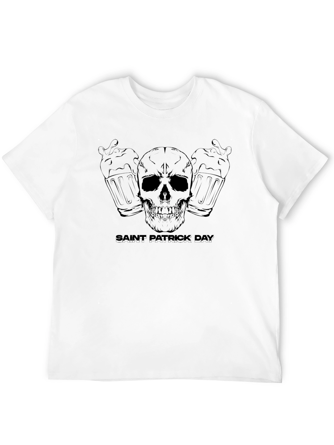 Saint Patricks Day Skull & Beer Graphic Tee
