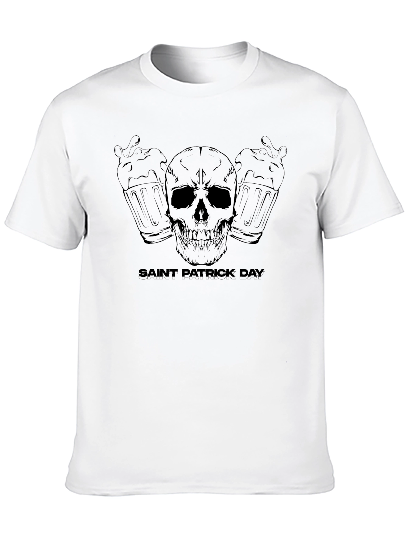 Saint Patricks Day Skull & Beer Graphic Tee