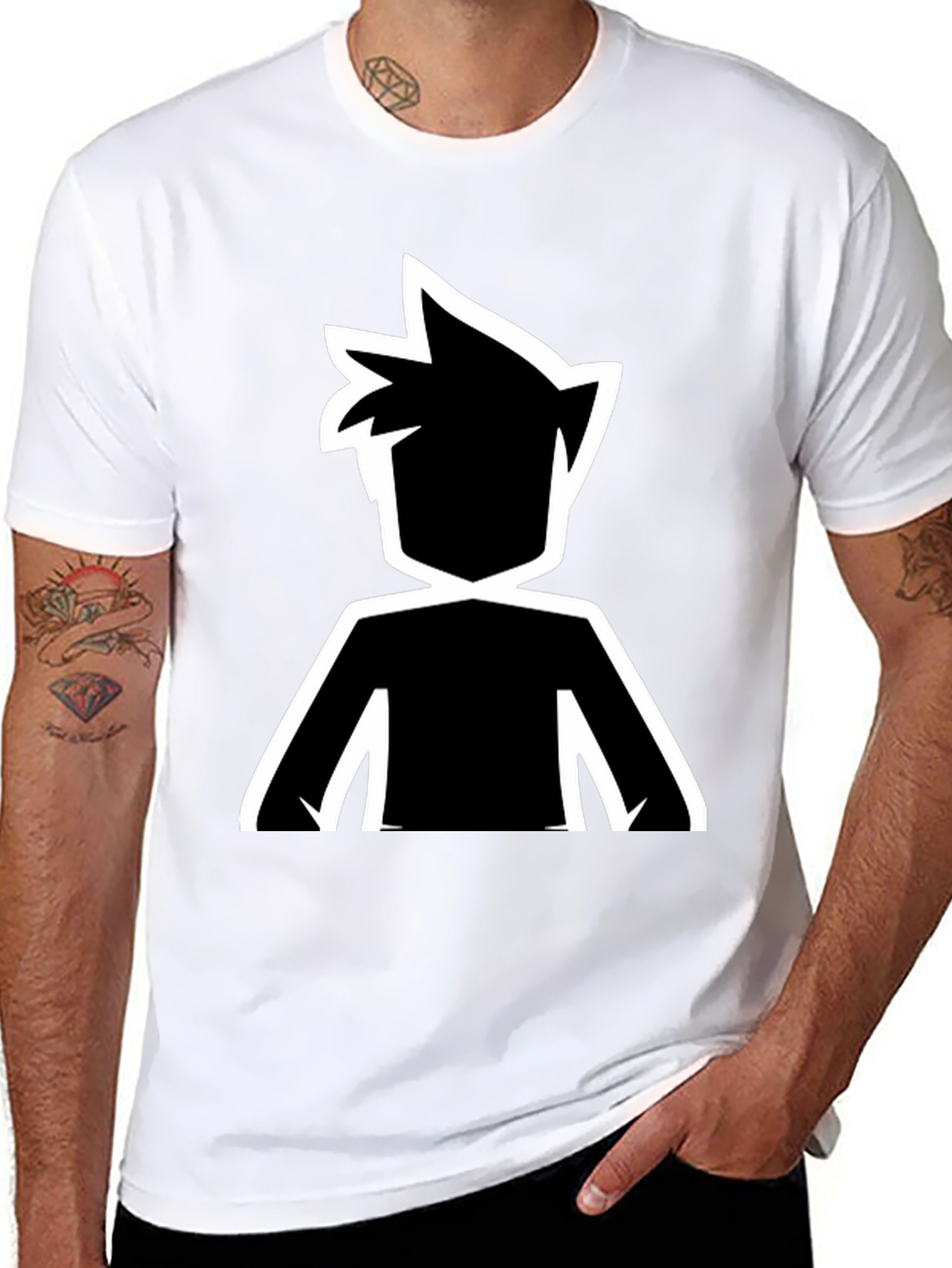 Stylized Silhouette Graphic Tee - Black