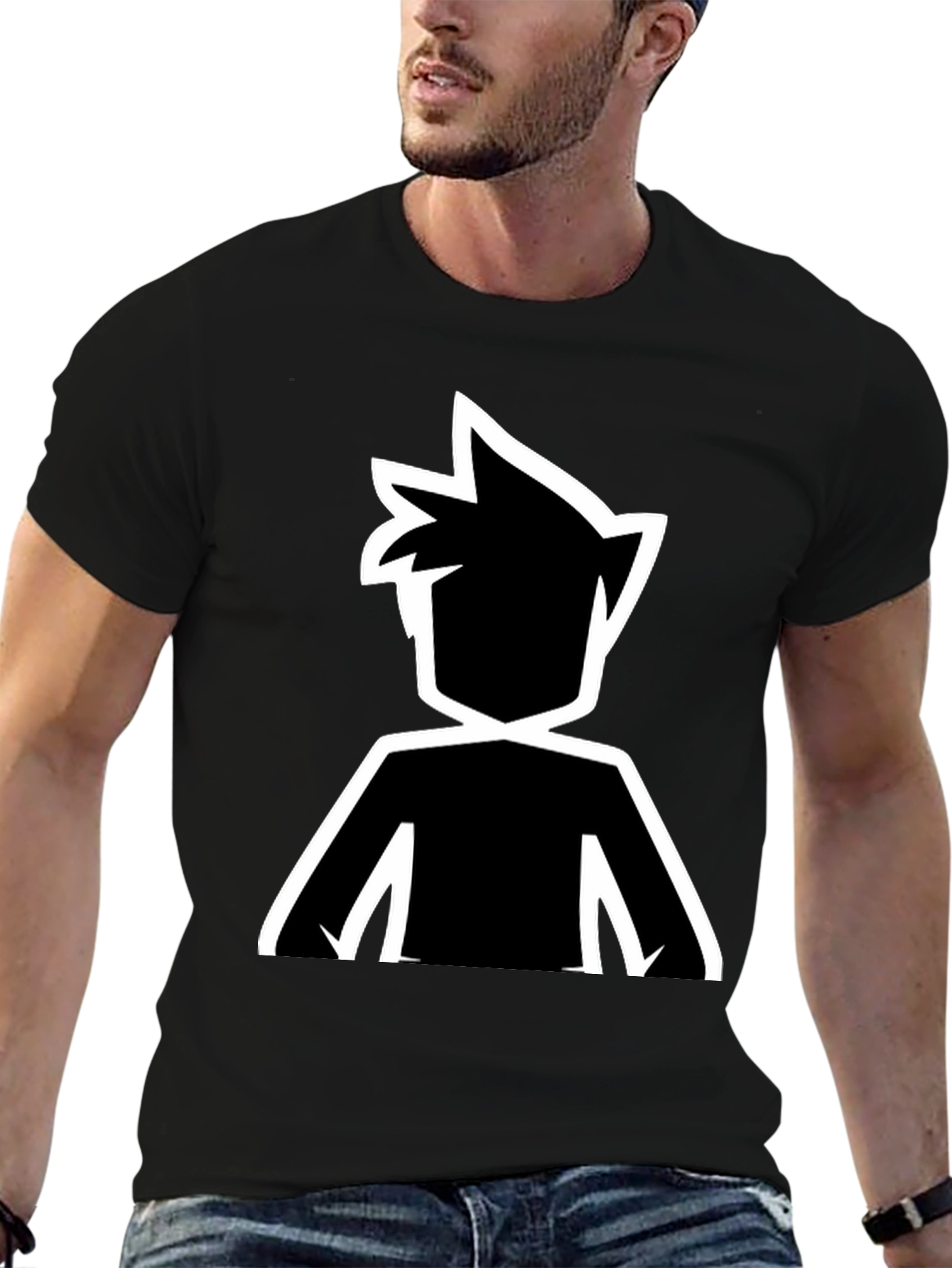 Stylized Silhouette Graphic Tee - Black