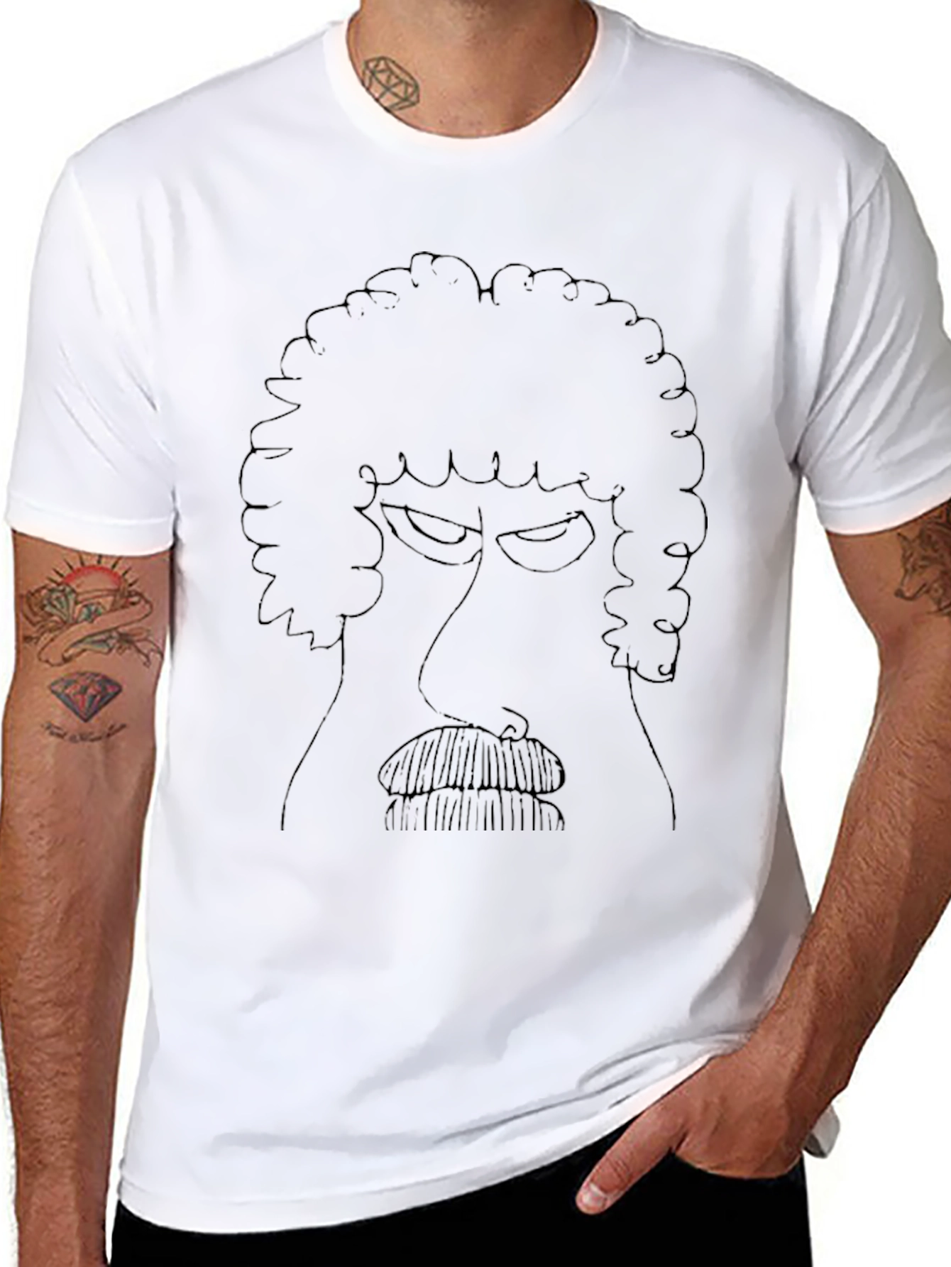 Retro Cartoon Face Black T-Shirt