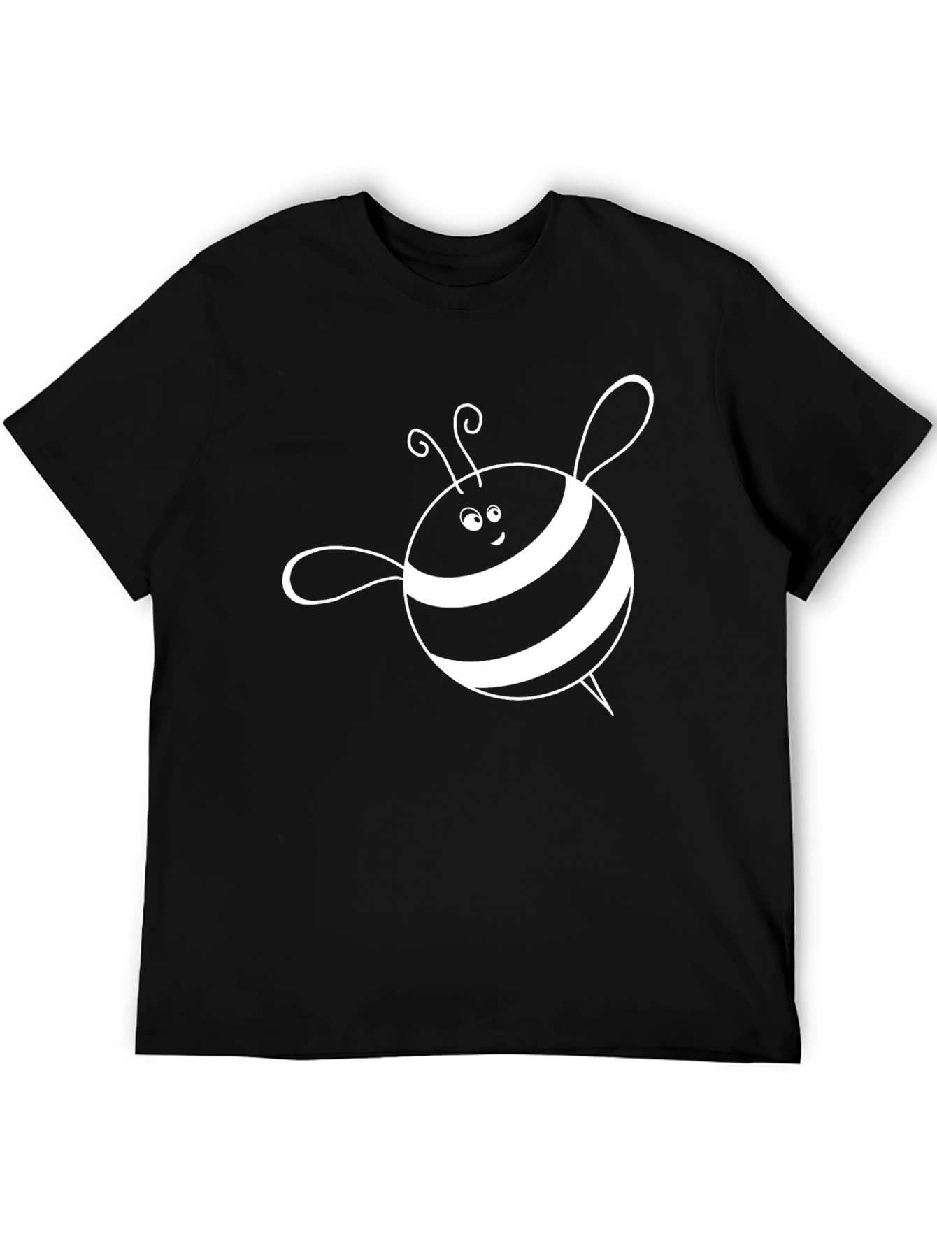 Cute Bee Graphic Tee - Black Cotton T-Shirt