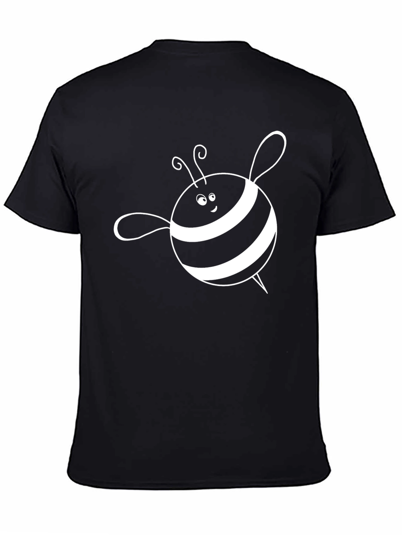 Cute Bee Graphic Tee - Black Cotton T-Shirt