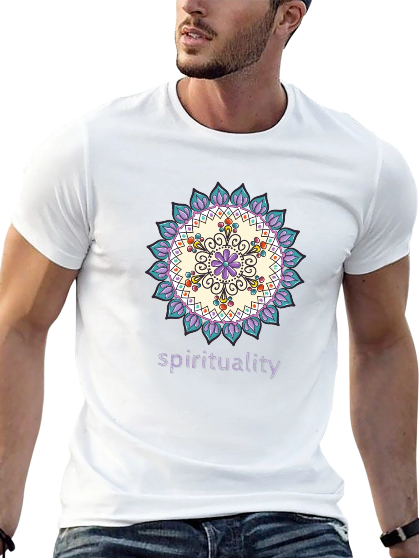 Spiritual Mandala Design Black T-Shirt