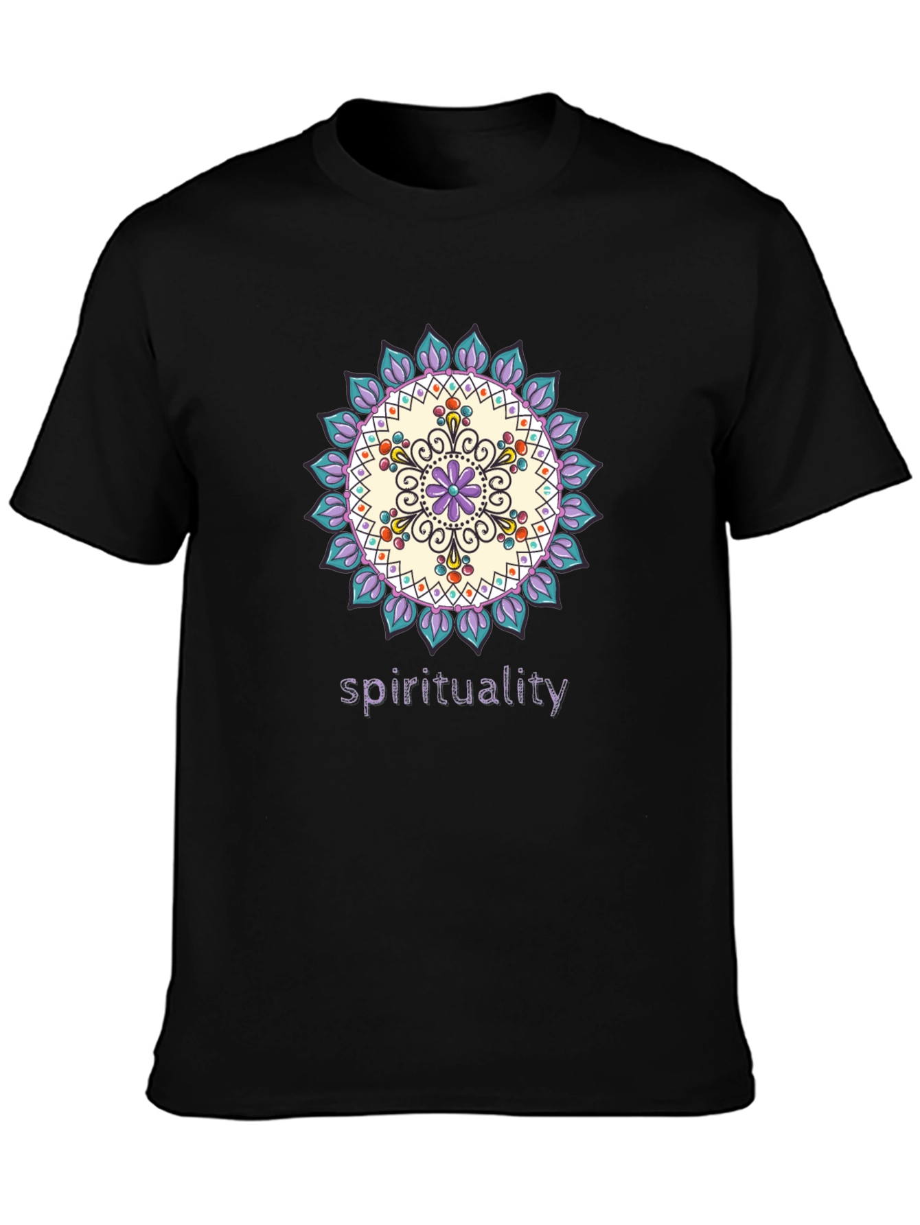 Spiritual Mandala Design Black T-Shirt