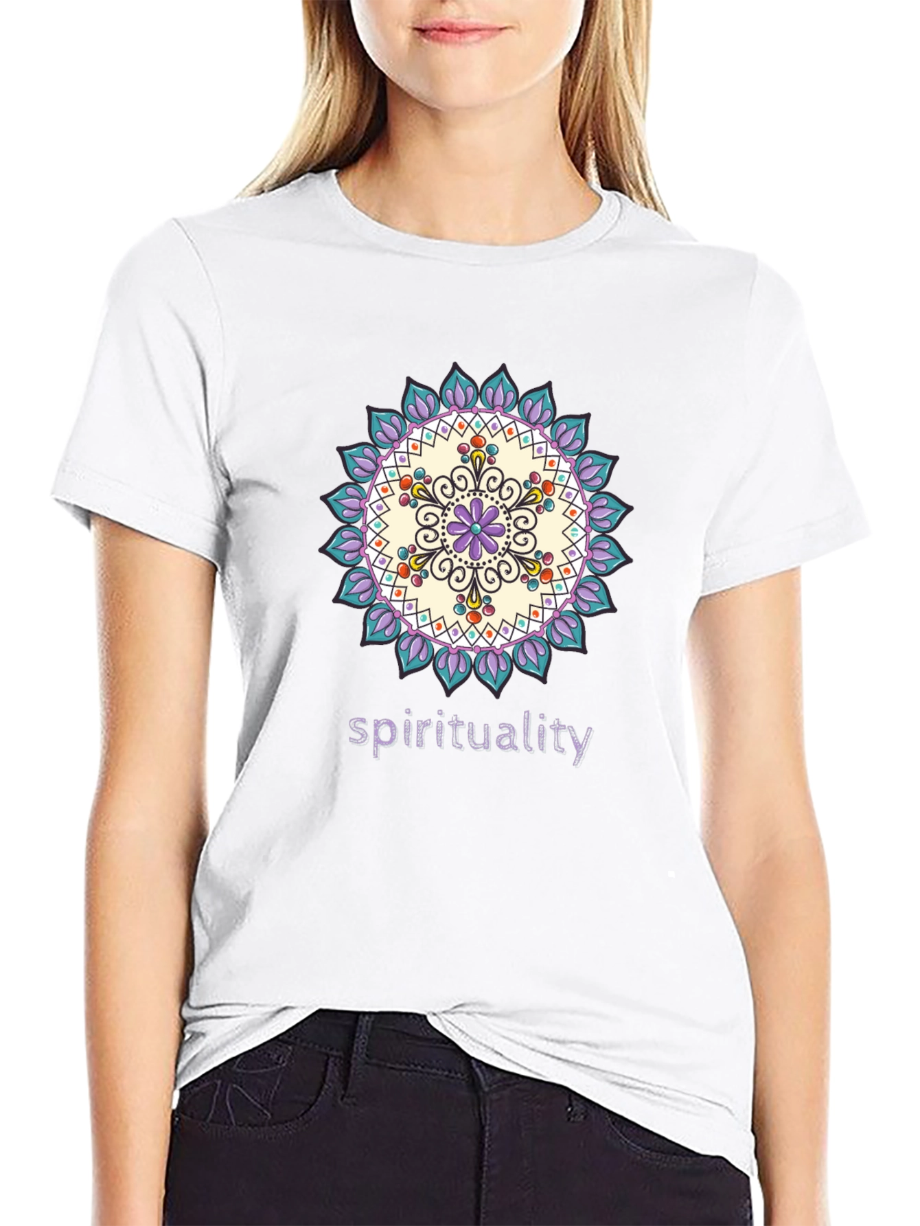 Spiritual Mandala Design Black T-Shirt