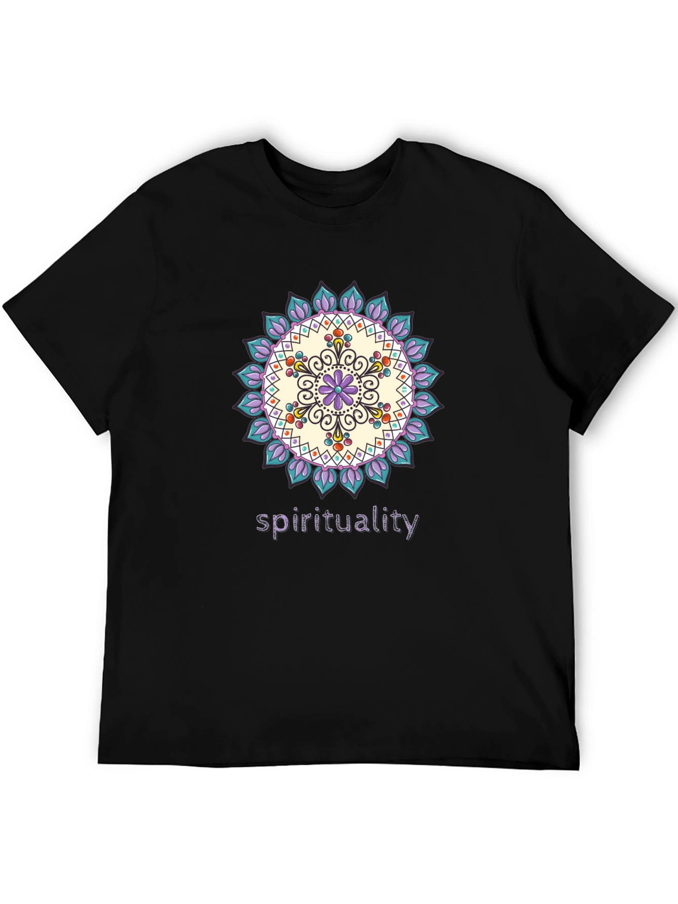 Spiritual Mandala Design Black T-Shirt