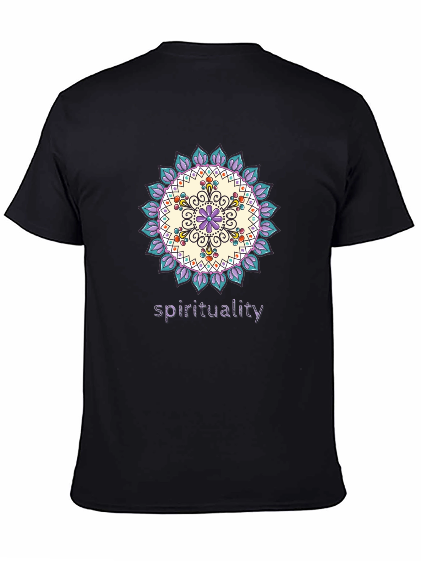 Spiritual Mandala Design Black T-Shirt