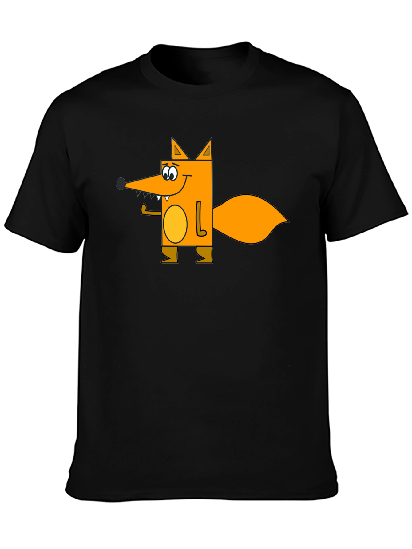 Cartoon Fox Graphic Tee - Black Casual Shirt