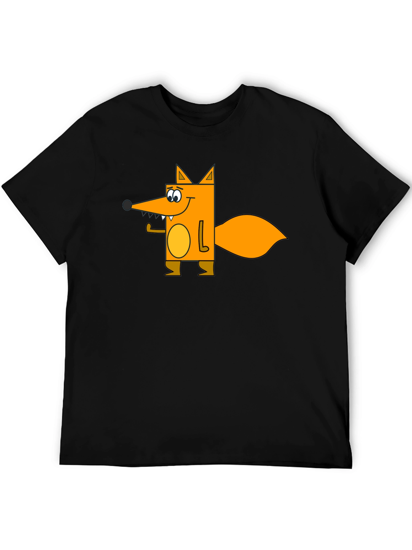 Cartoon Fox Graphic Tee - Black Casual Shirt