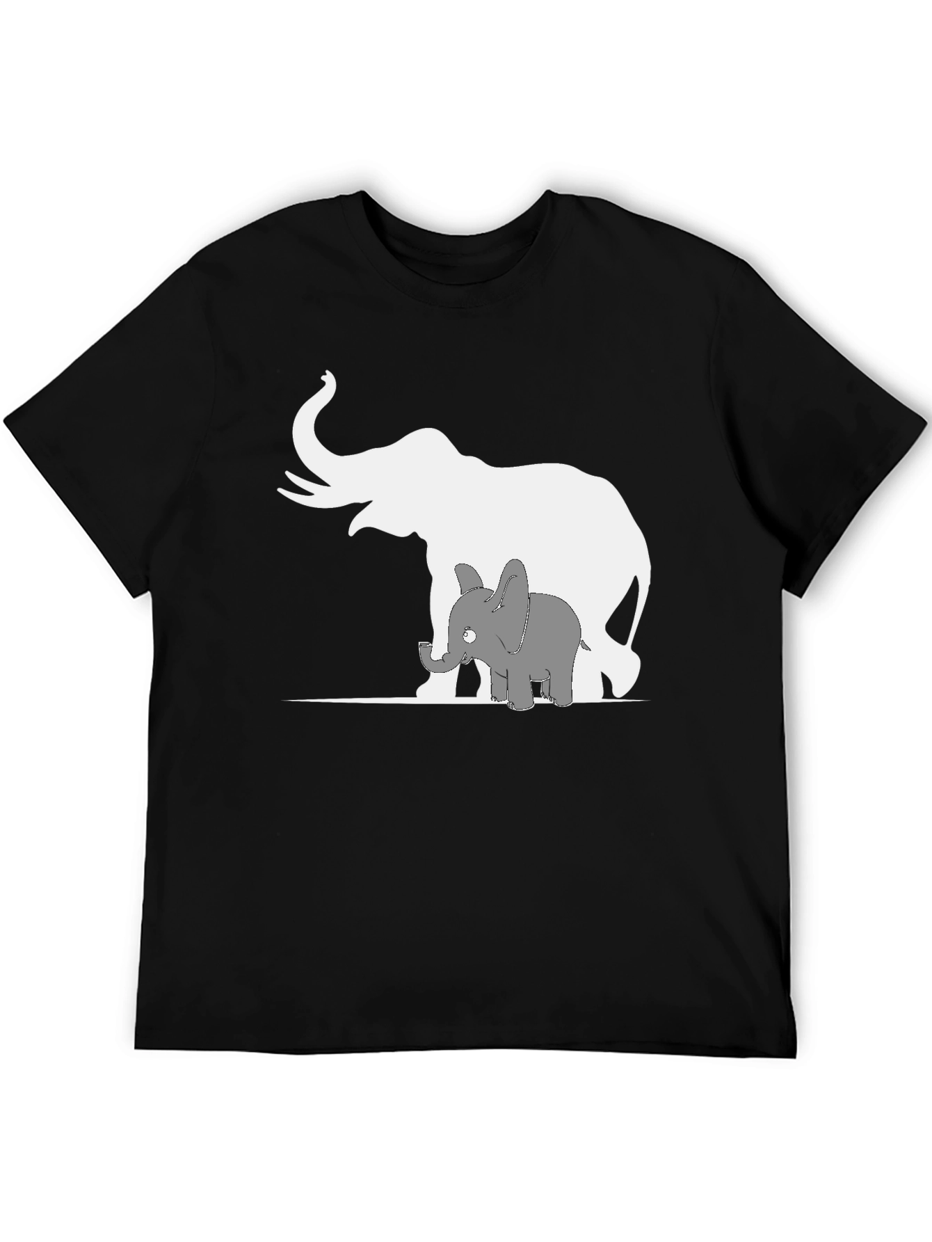 Elephant Family Graphic Tee - Black Cotton T-Shirt